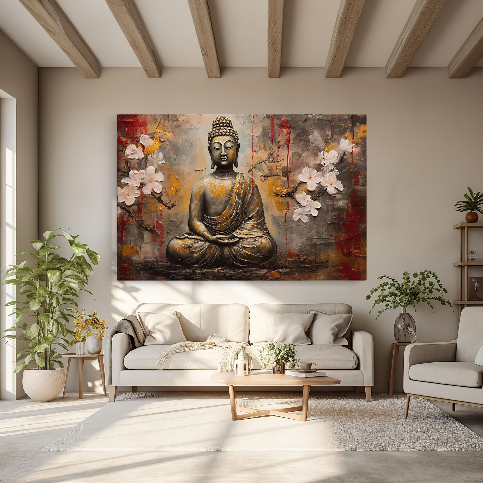 Obraz na Płótnie White Red Buddha mockup 6