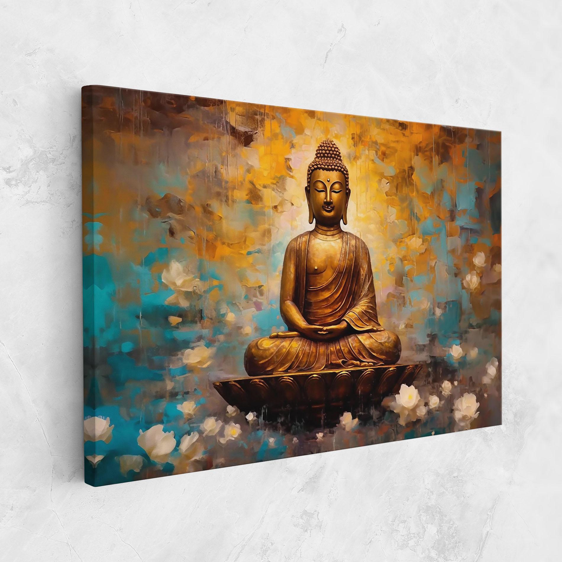 Obraz na Płótnie Blue Gold Buddha mockup 1