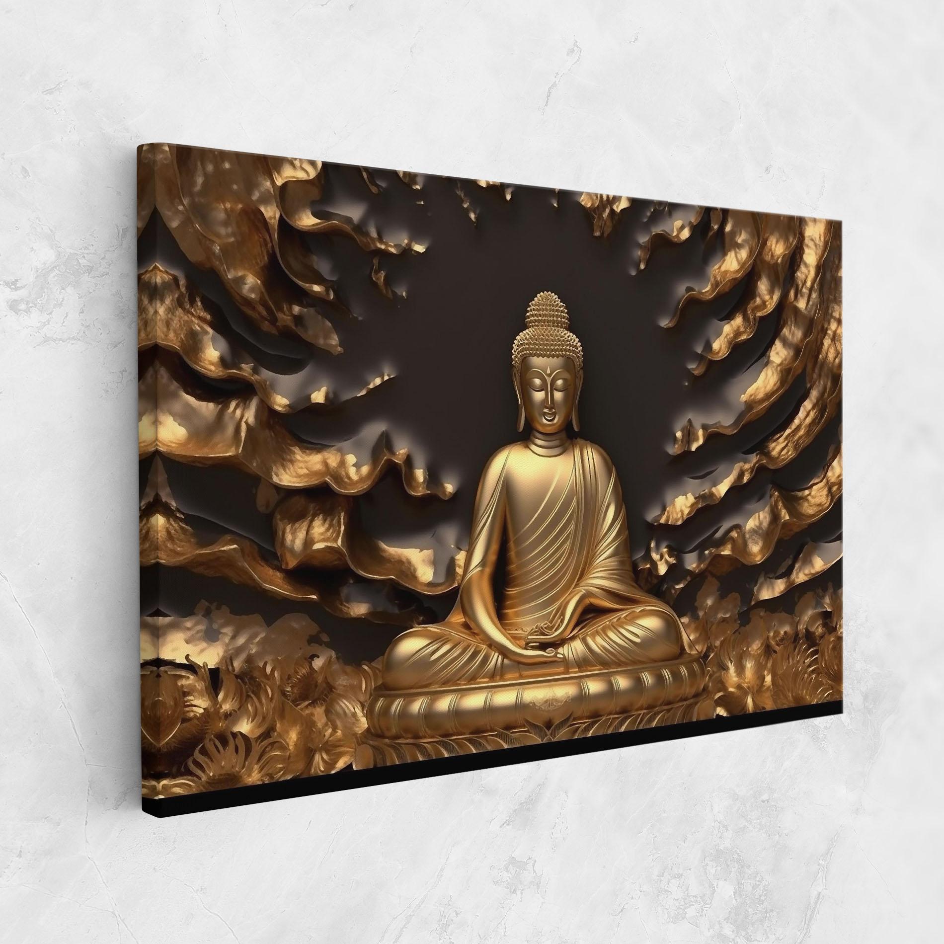 Obraz na Płótnie Gold 3d Buddha mockup 1