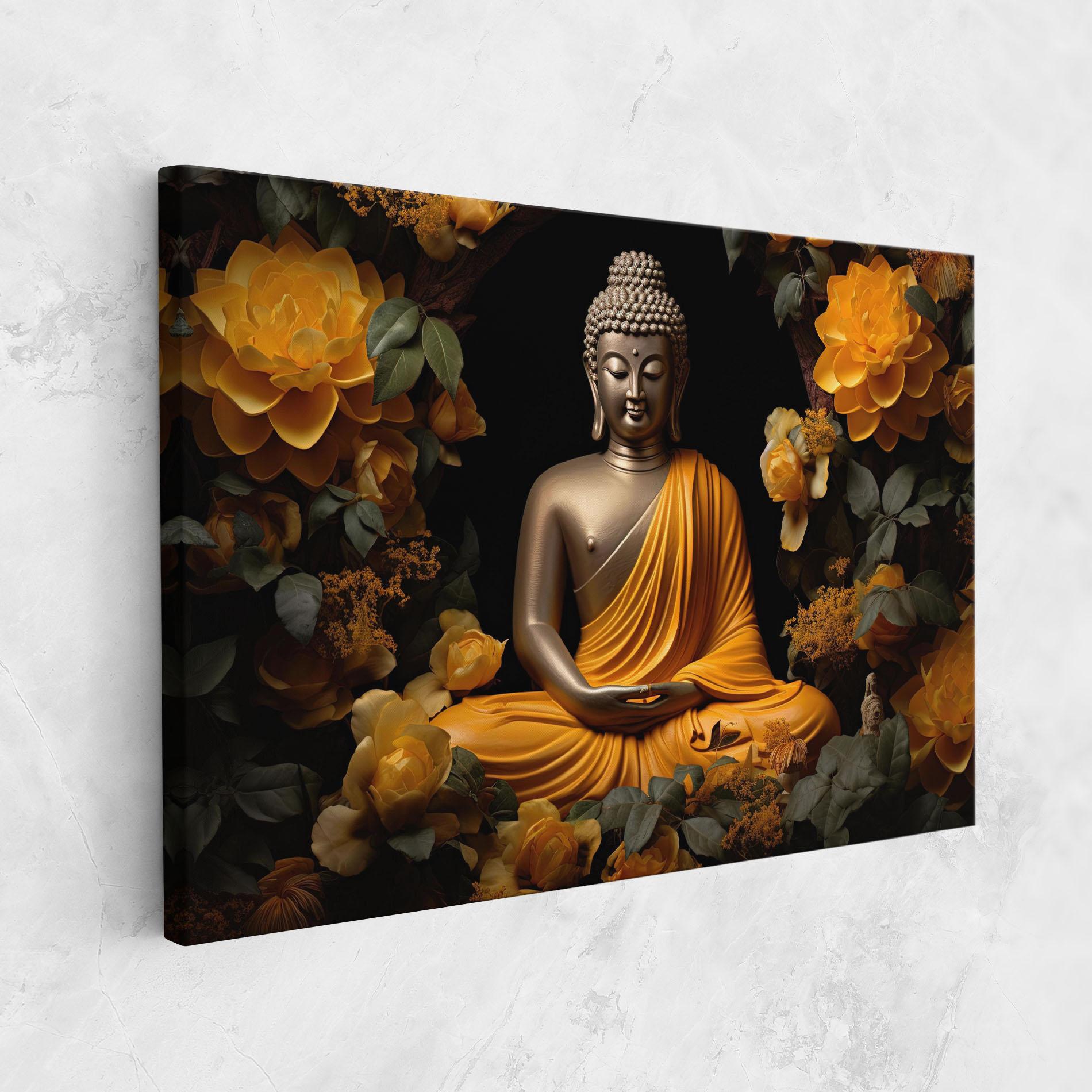 Obraz na Płótnie Gold Buddha Flower mockup 1