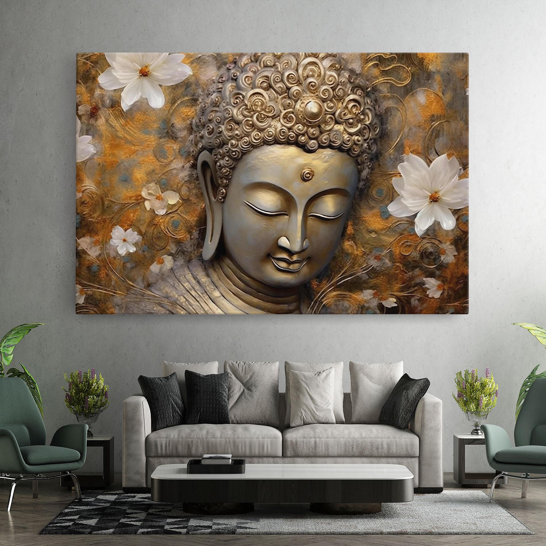 Obraz na Płótnie White Flower Buddha Art mockup 7