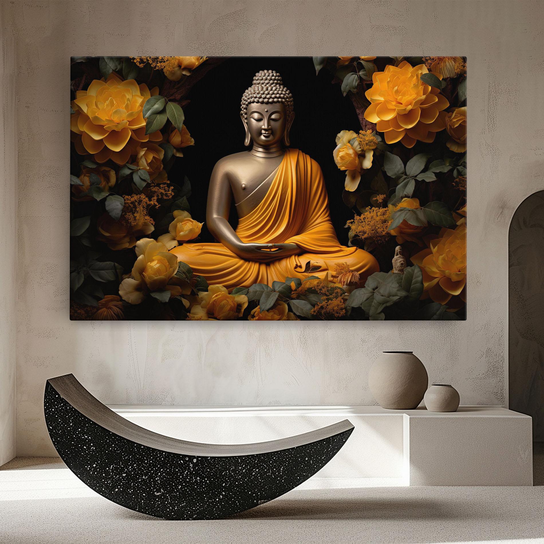 Obraz na Płótnie Gold Buddha Flower mockup 8