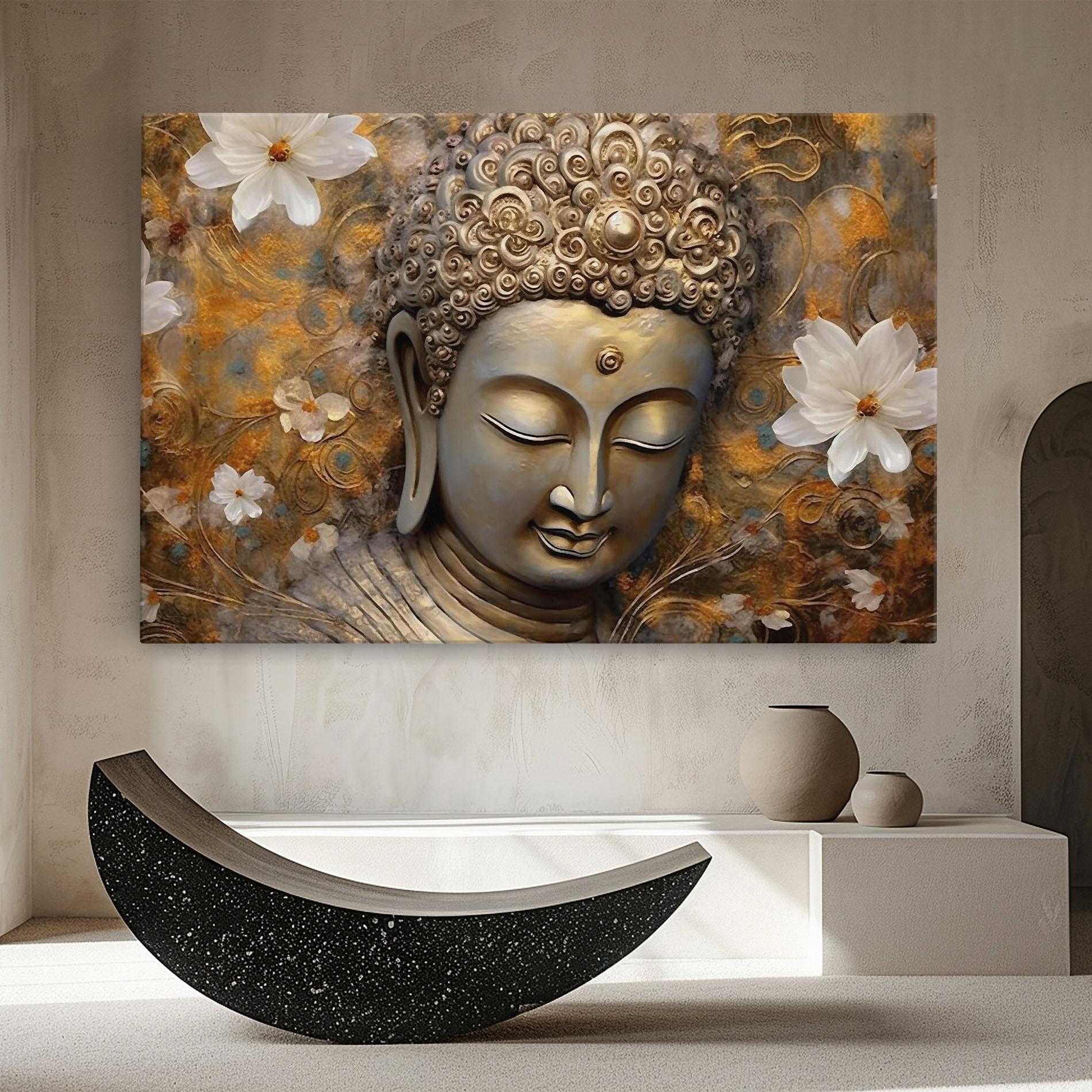 Obraz na Płótnie White Flower Buddha Art mockup 8