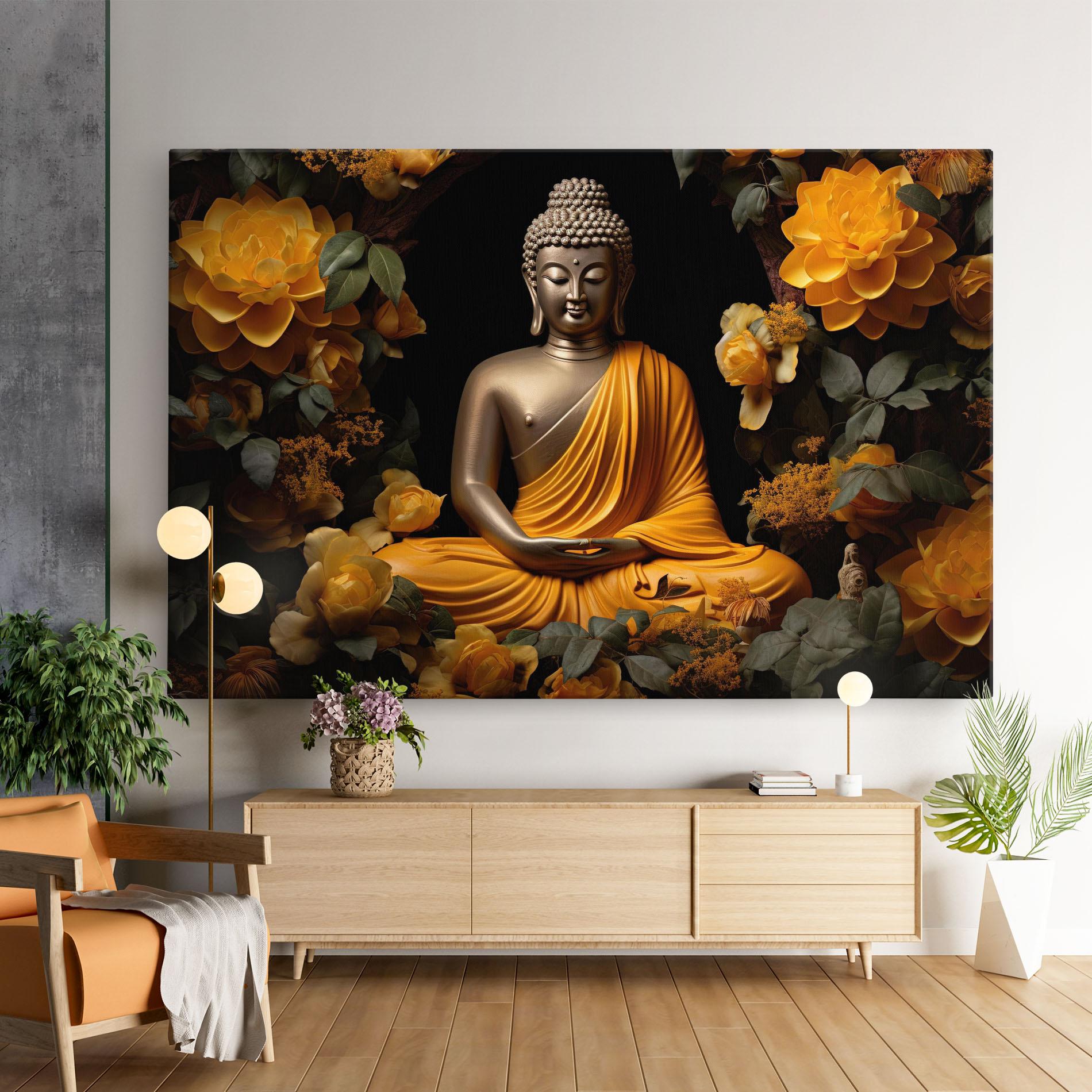 Obraz na Płótnie Gold Buddha Flower mockup 9