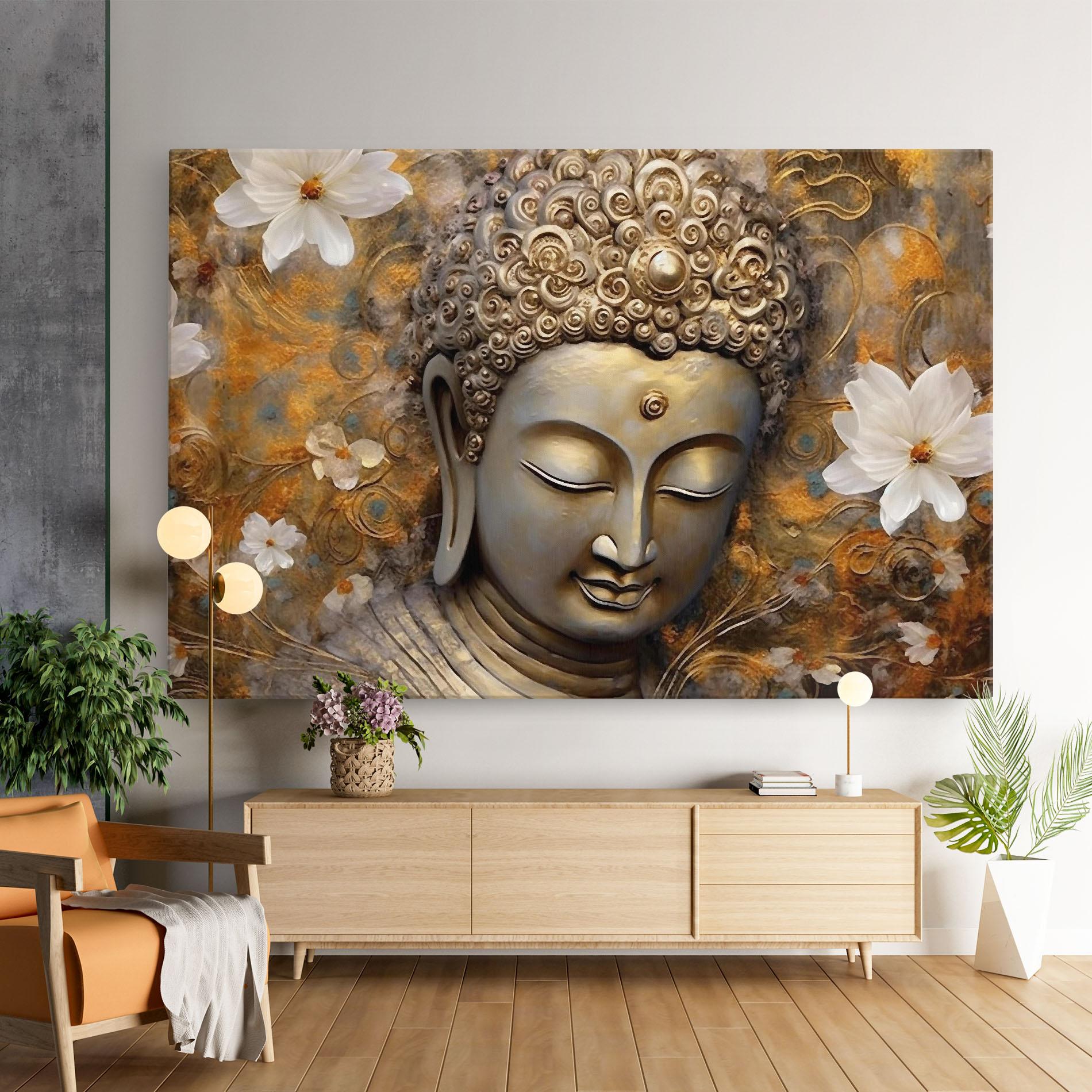 Obraz na Płótnie White Flower Buddha Art mockup 9