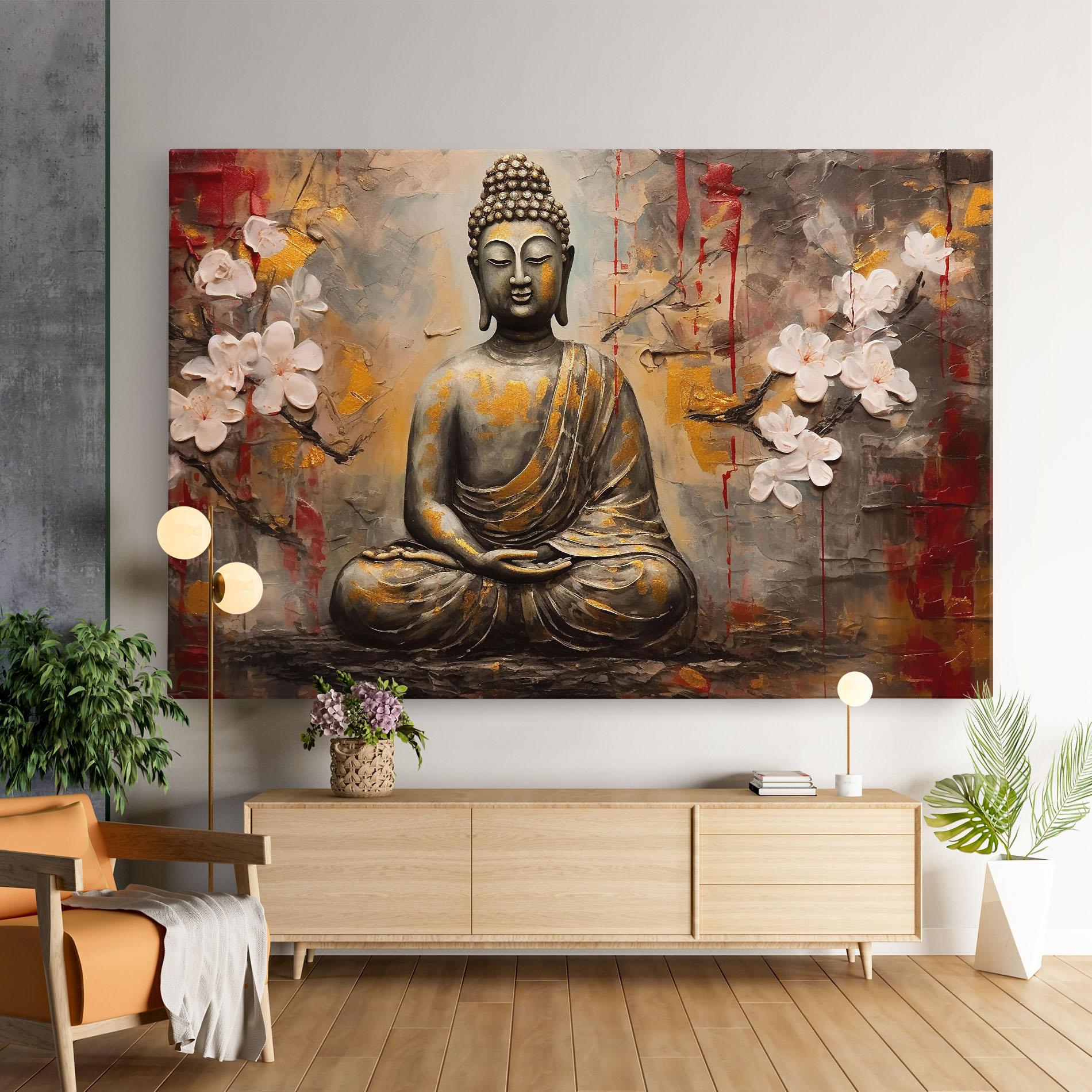 Obraz na Płótnie White Red Buddha mockup 9