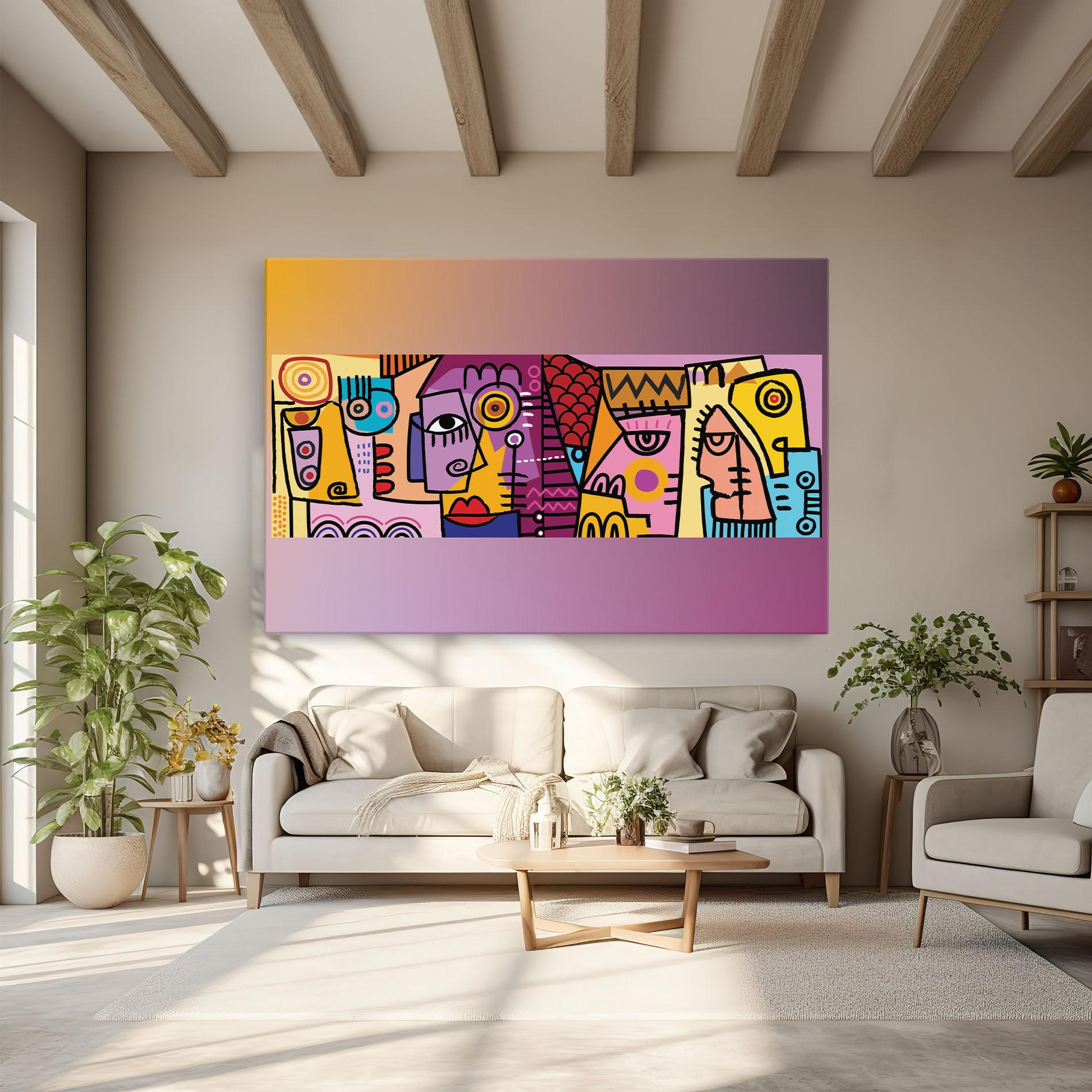 Obraz na Płótnie Face Group Purple mockup 6