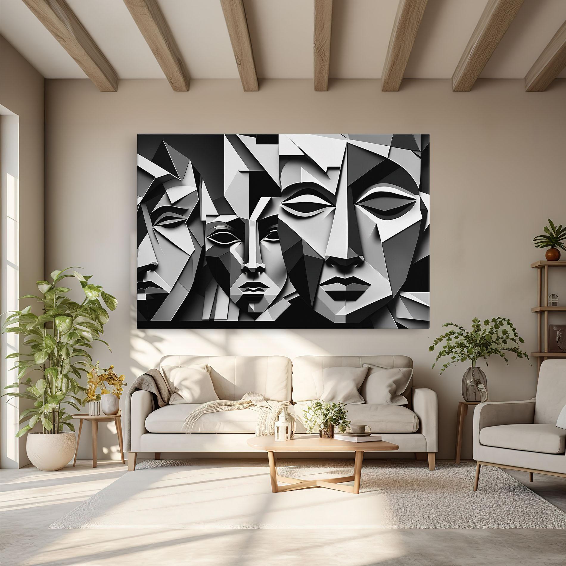 Obraz na Płótnie Grey Faces Collage mockup 6