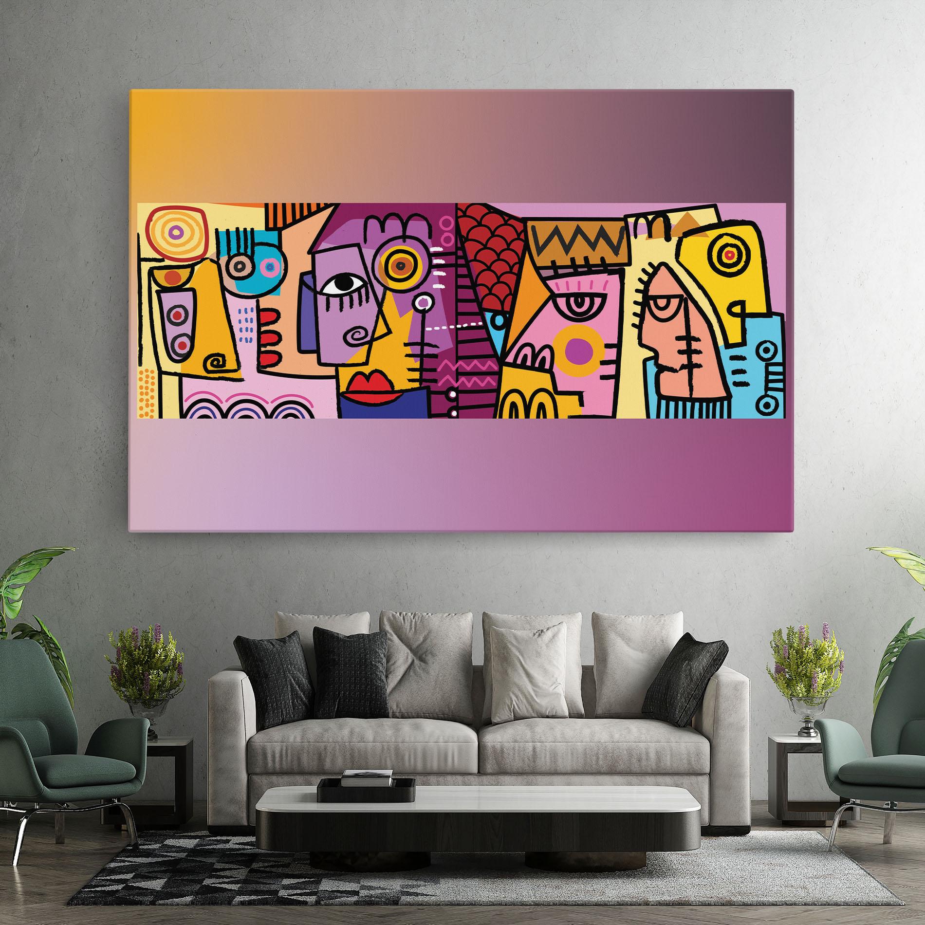 Obraz na Płótnie Face Group Purple mockup 7