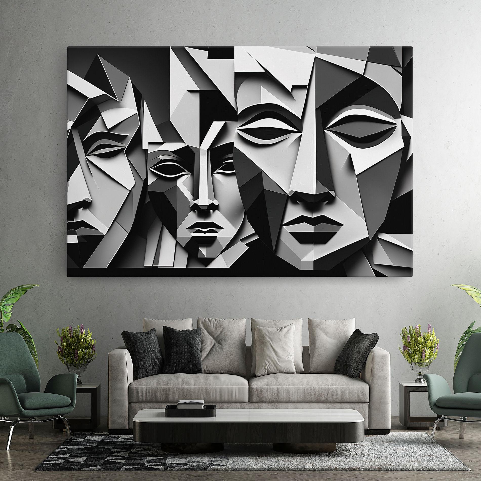 Obraz na Płótnie Grey Faces Collage mockup 7