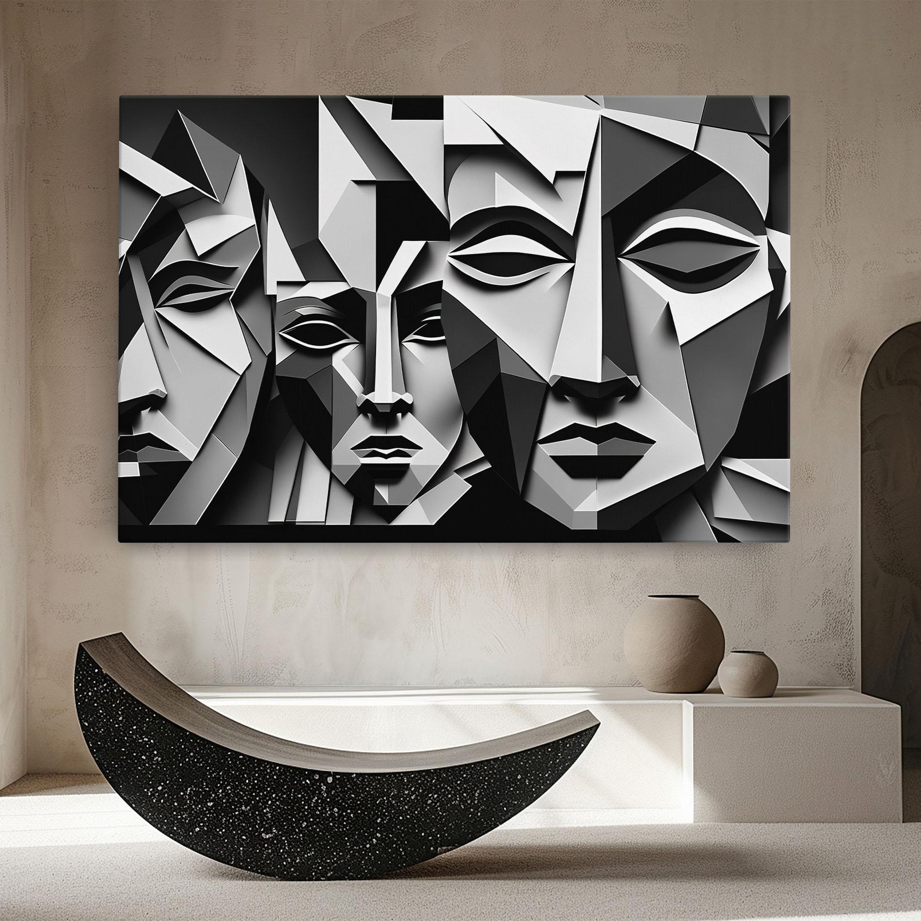 Obraz na Płótnie Grey Faces Collage mockup 8