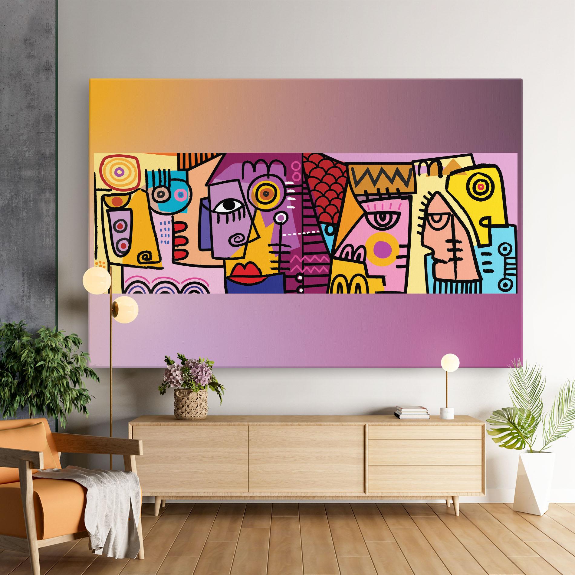 Obraz na Płótnie Face Group Purple mockup 9