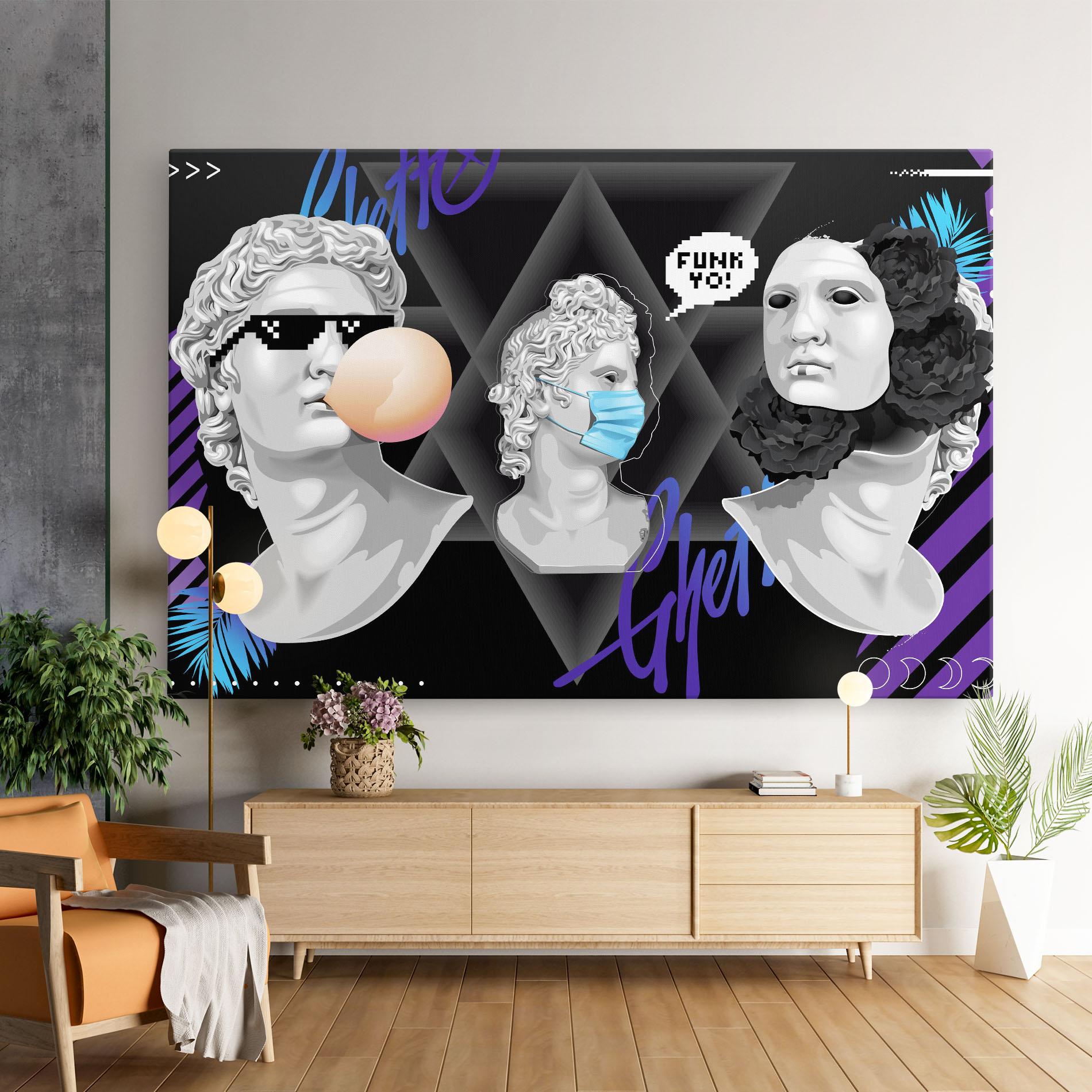 Obraz na Płótnie Statue Mask mockup 9