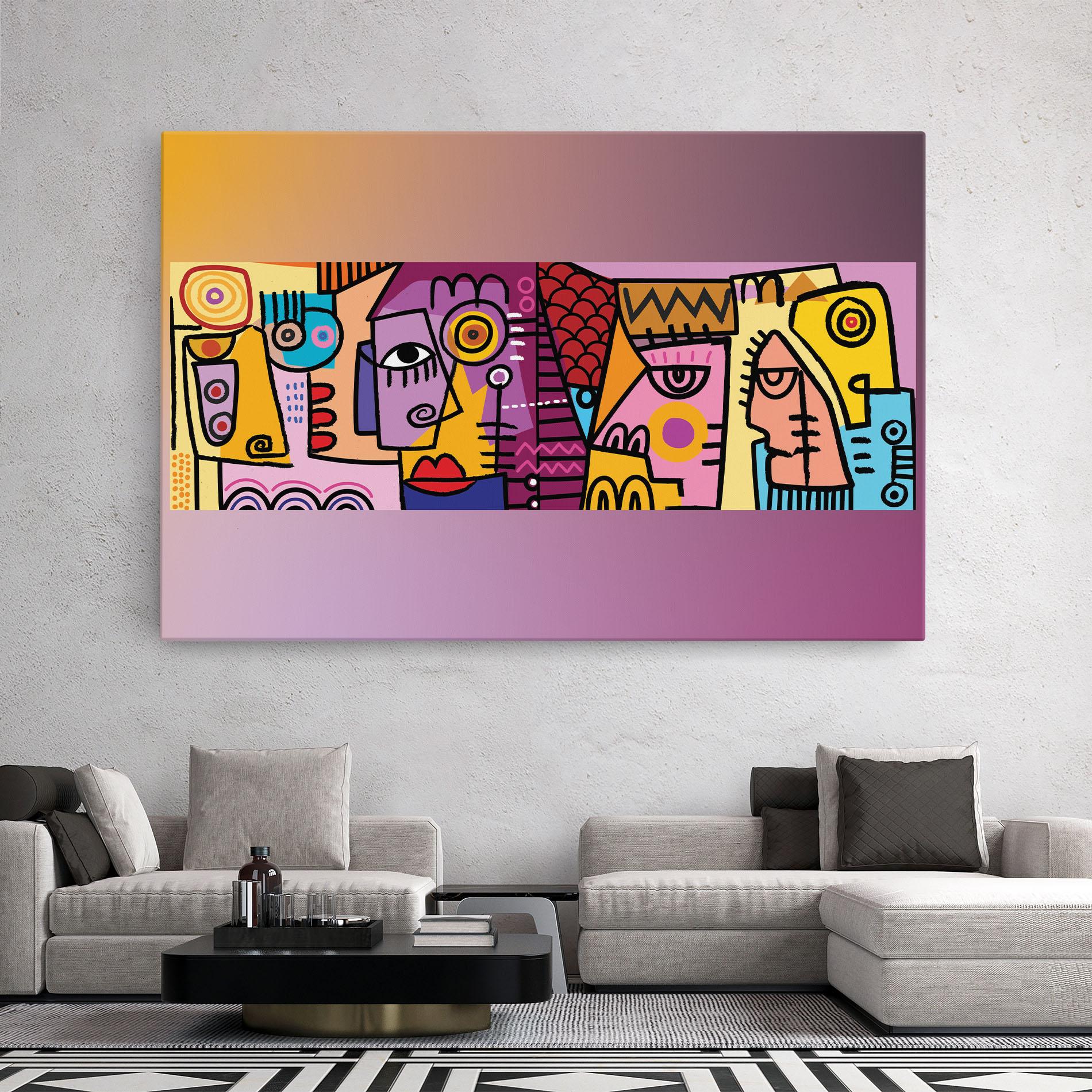 Obraz na Płótnie Face Group Purple mockup 2