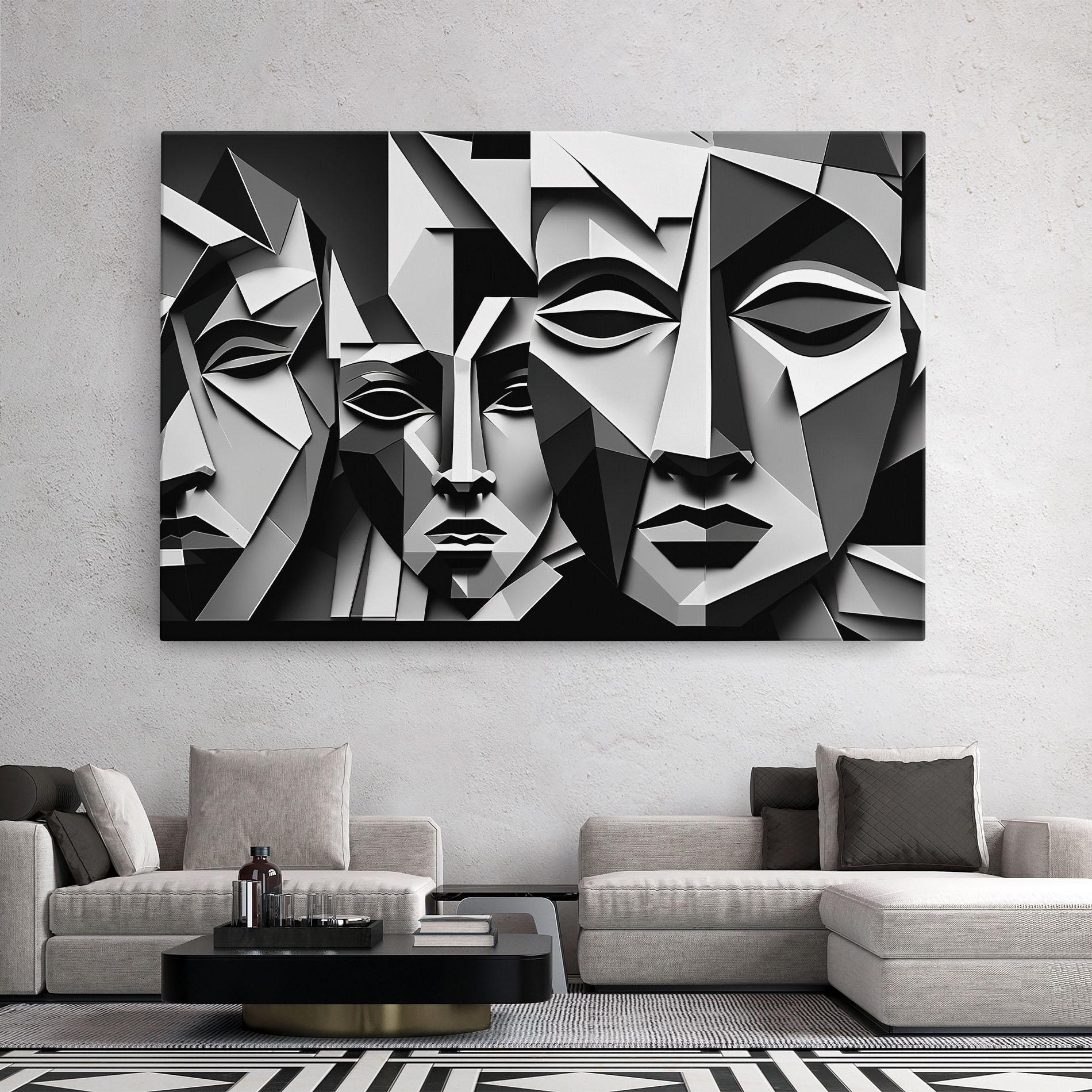 Obraz na Płótnie Grey Faces Collage mockup 2