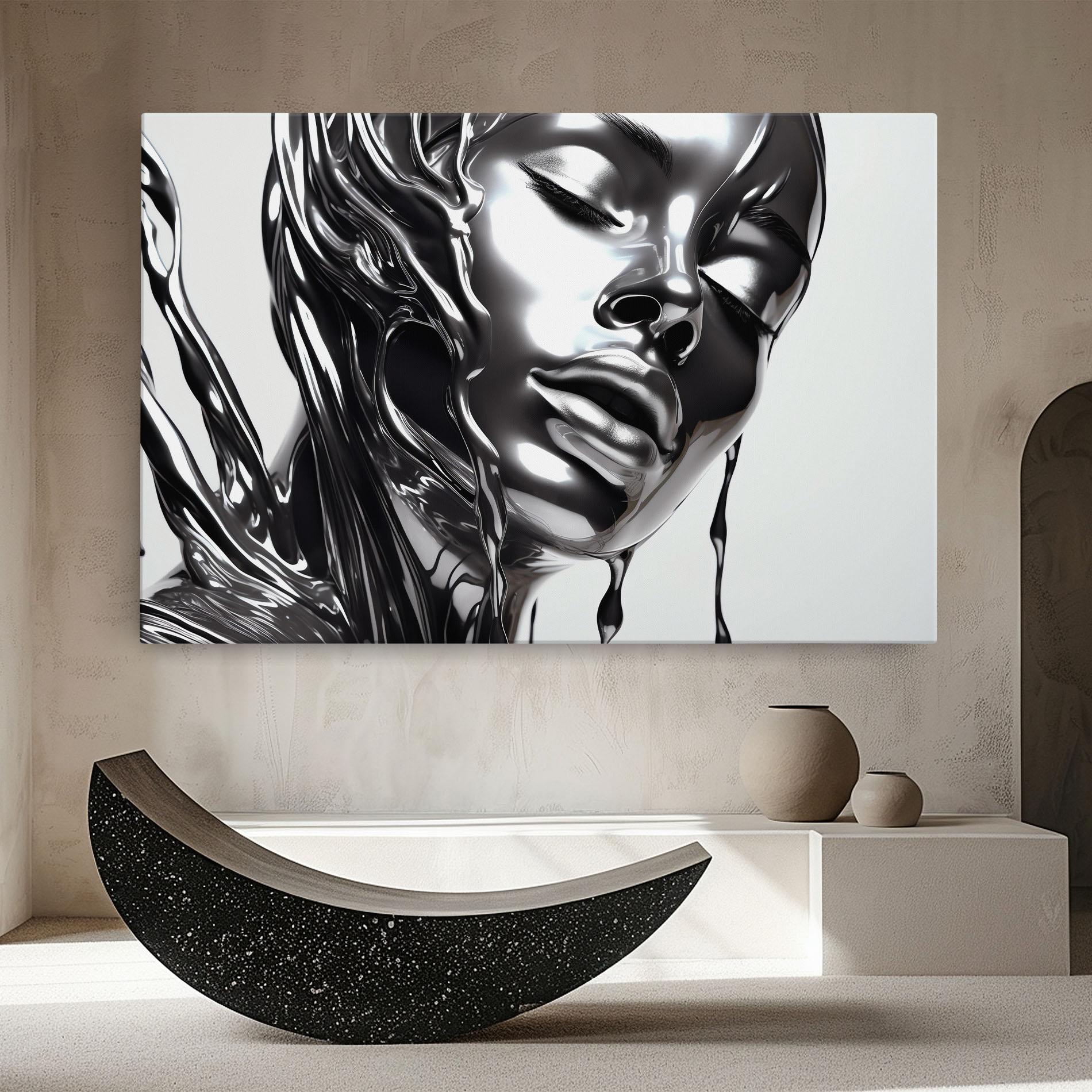 Obraz na Płótnie Silver Liquid Woman mockup 8