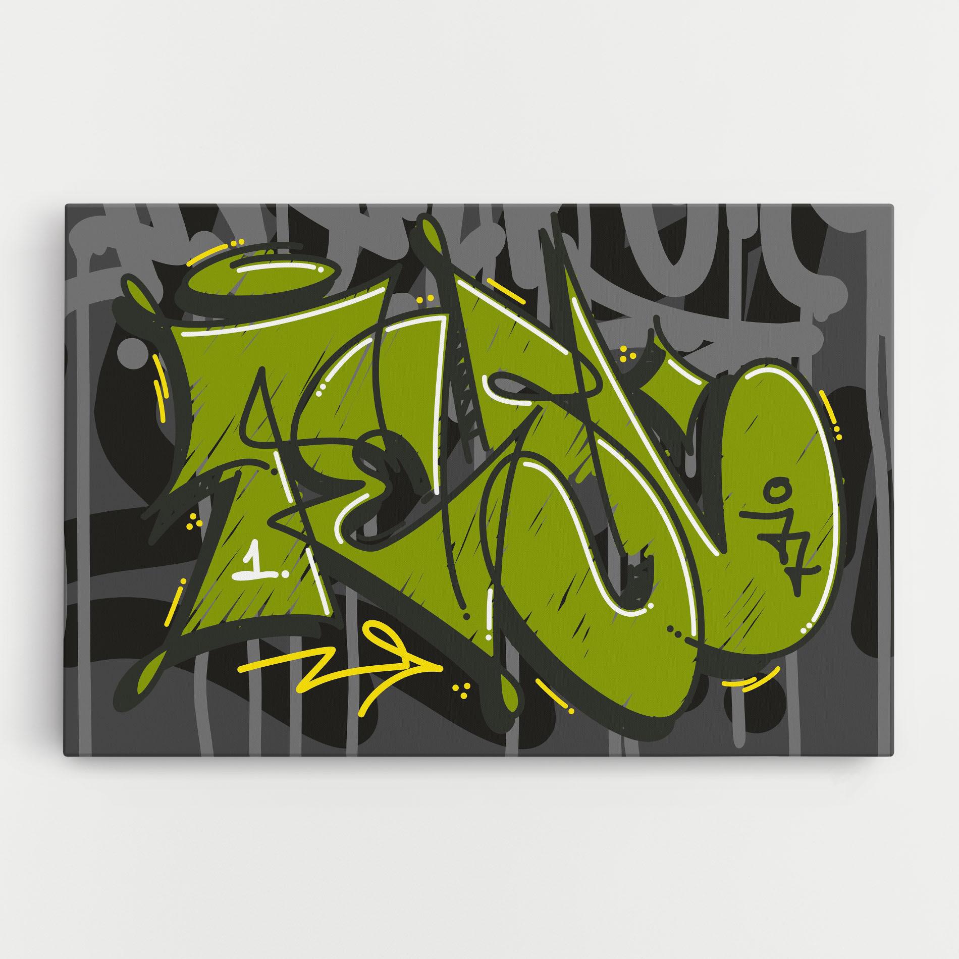 Obraz na Płótnie Green Grey Graffti mockup 0