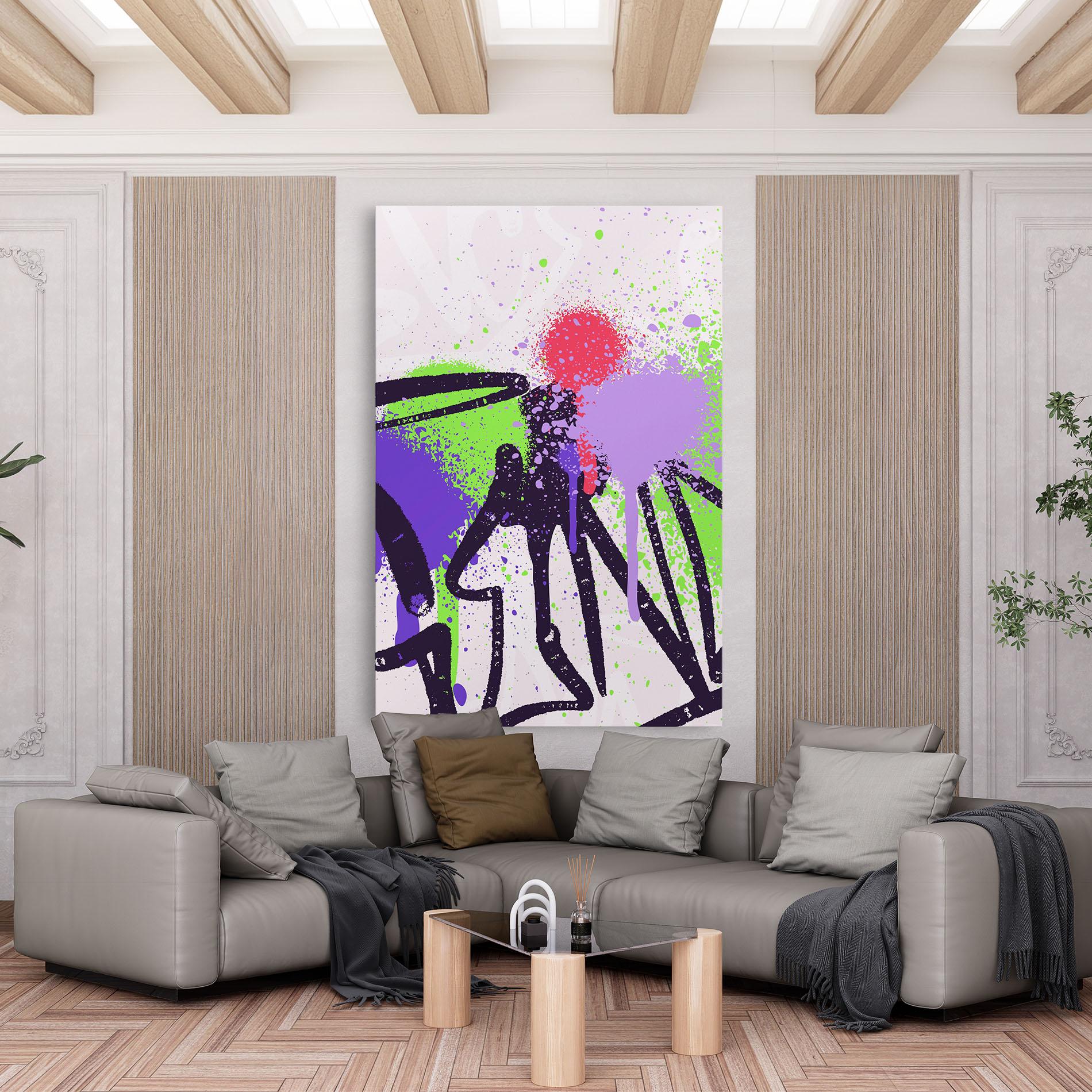 Obraz na Płótnie Green Purple Graffiti mockup 6