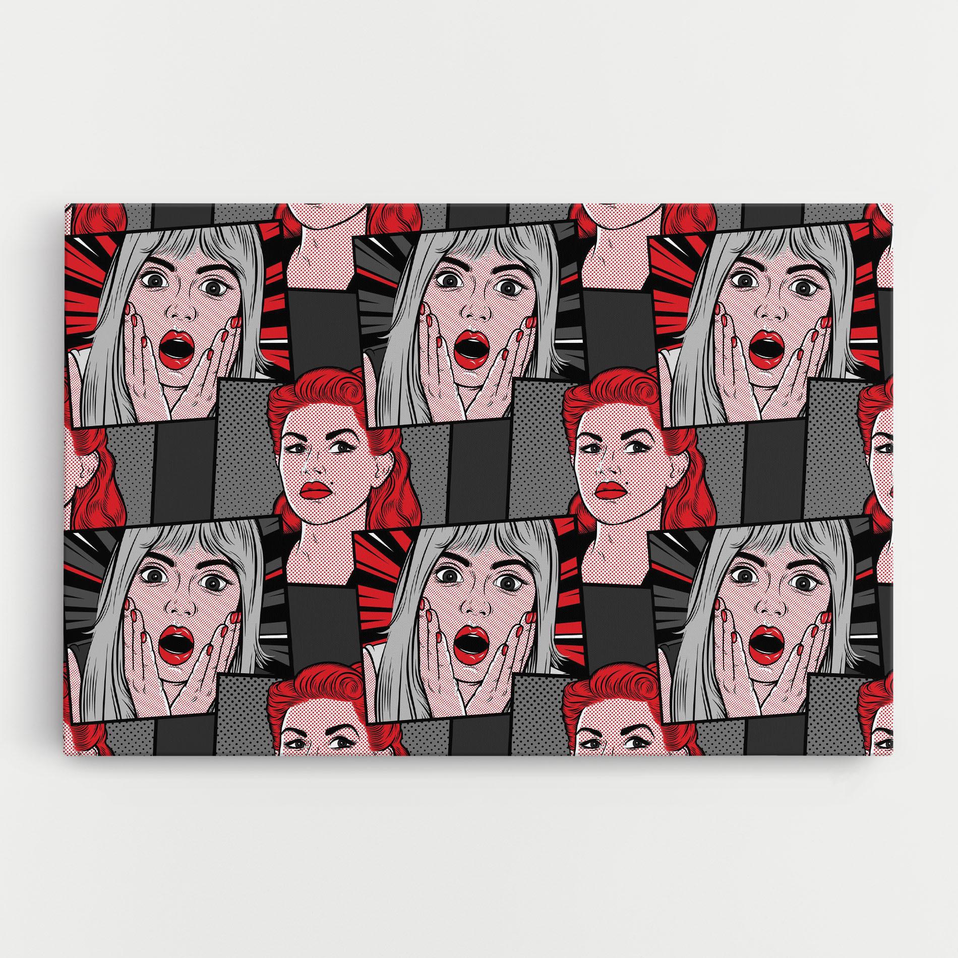 Obraz na Płótnie Grey Red Pop Art mockup 0