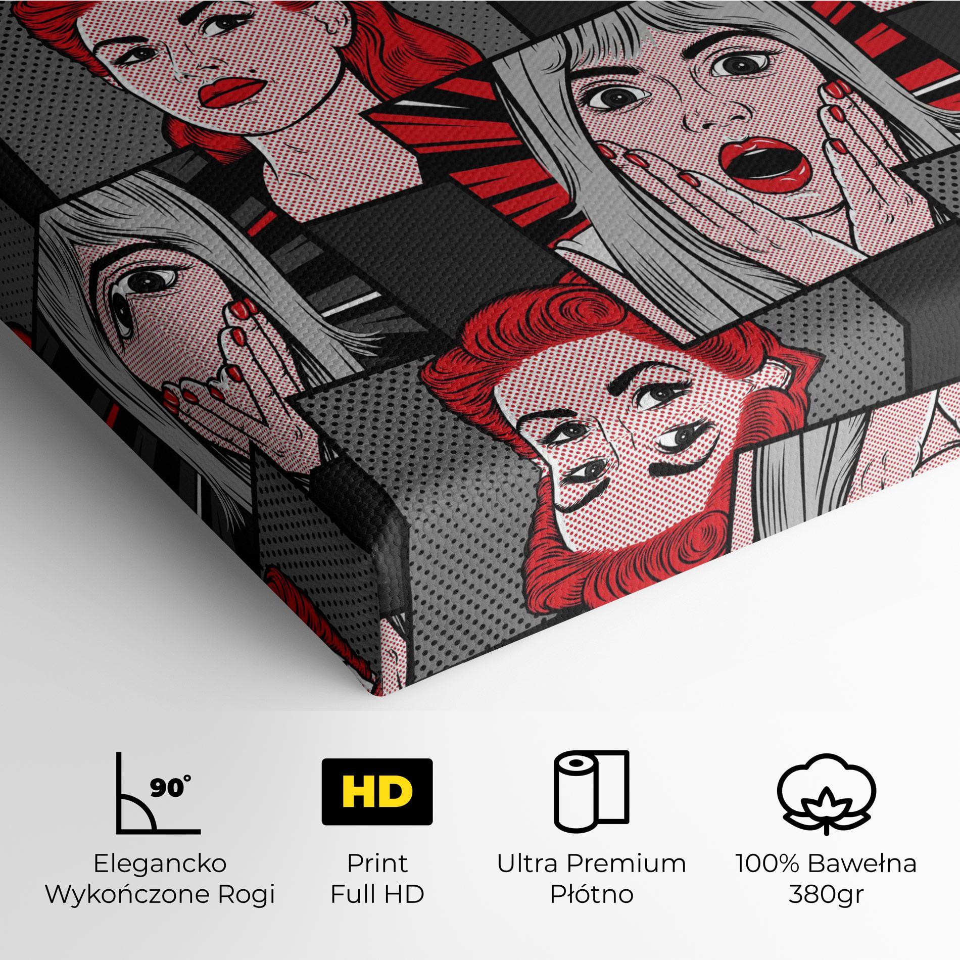 Obraz na Płótnie Grey Red Pop Art mockup 4