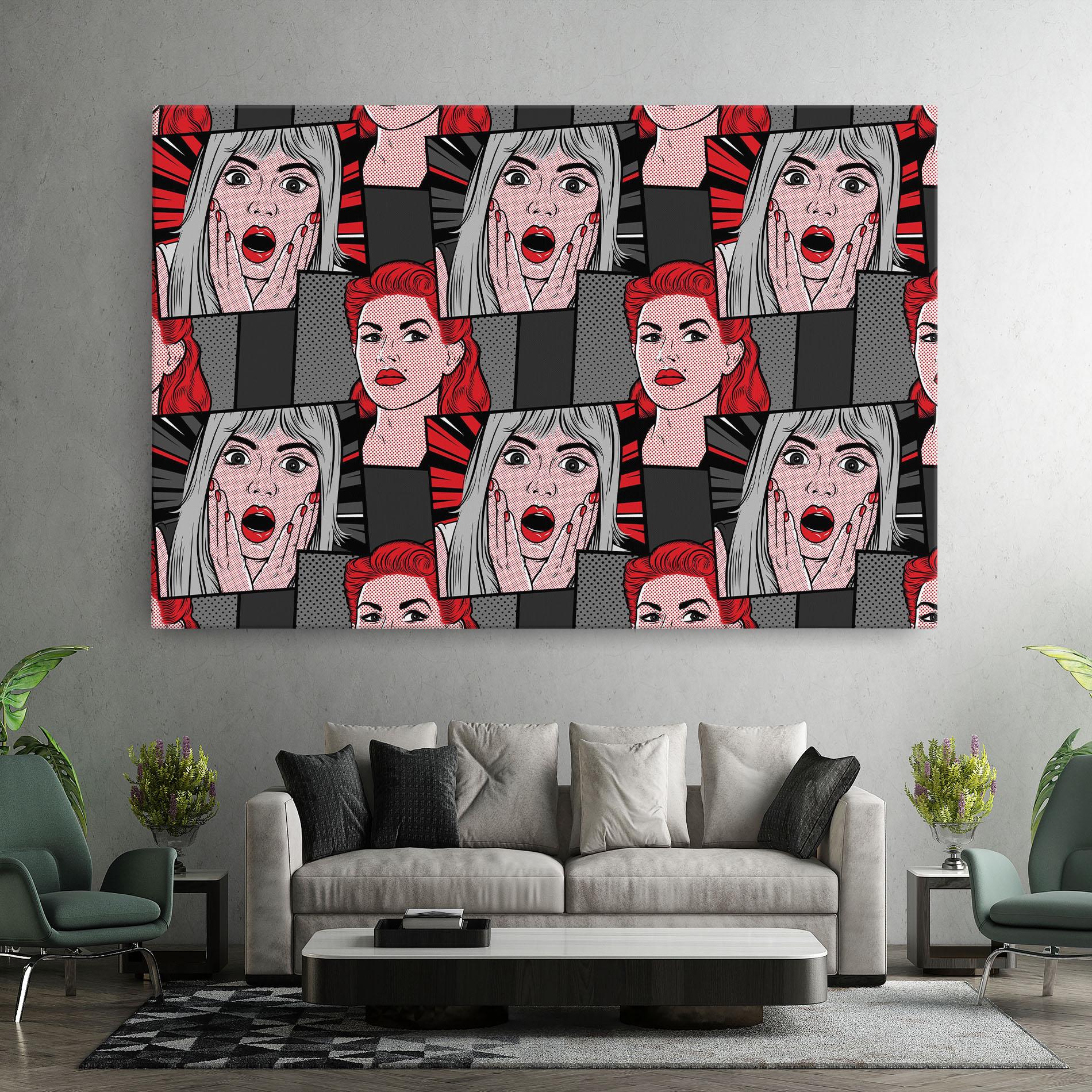 Obraz na Płótnie Grey Red Pop Art mockup 7