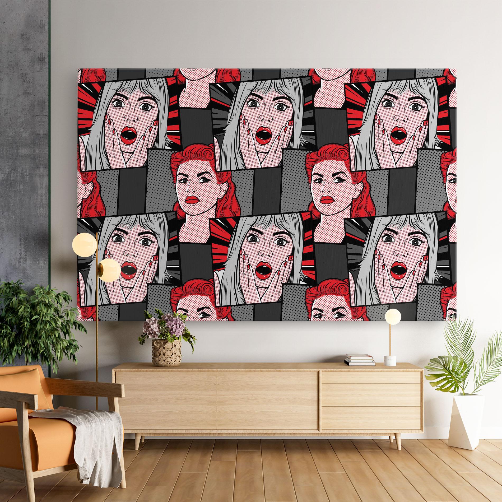 Obraz na Płótnie Grey Red Pop Art mockup 9