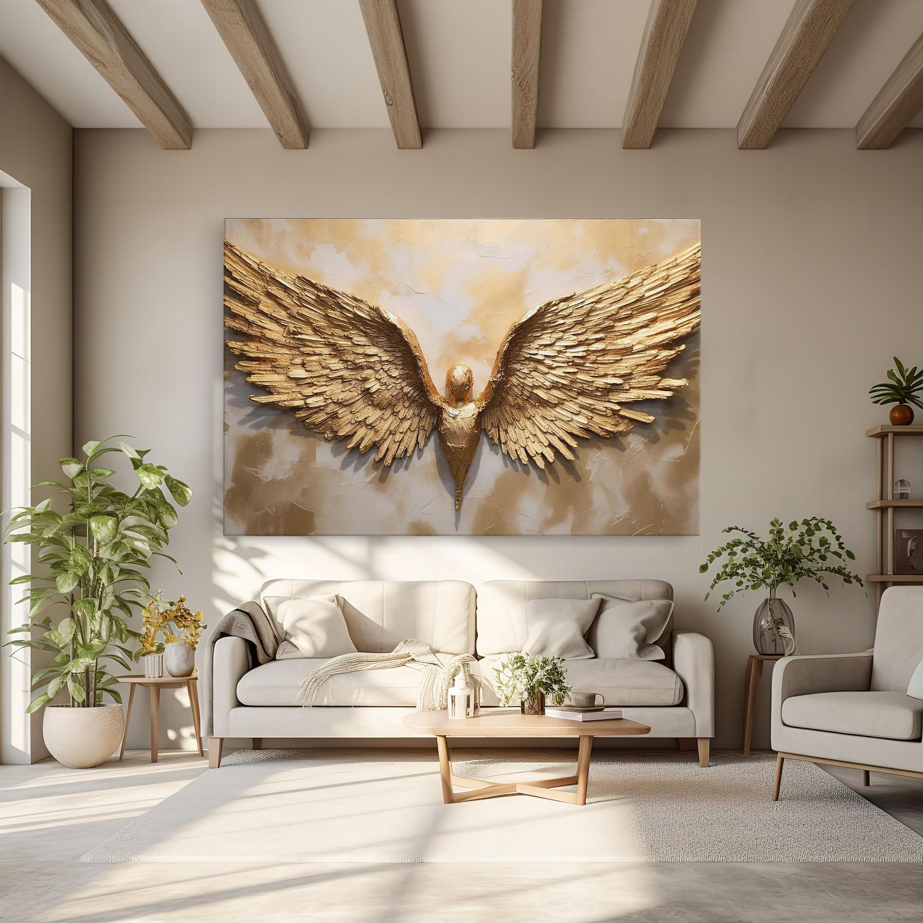 Obraz na Płótnie Beautiful Gold Wings mockup 6