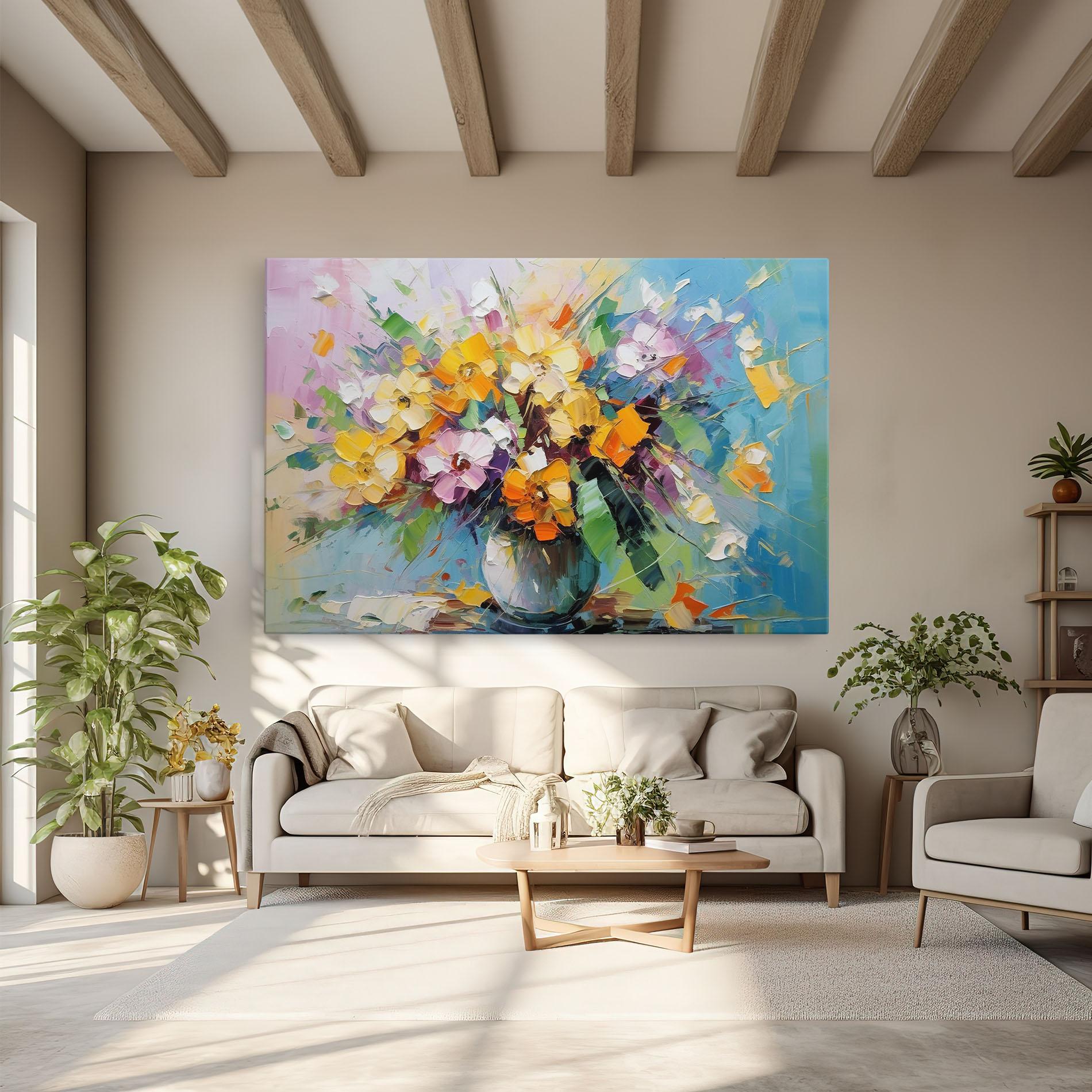 Obraz na Płótnie Colorfull Flowers Painting mockup 6