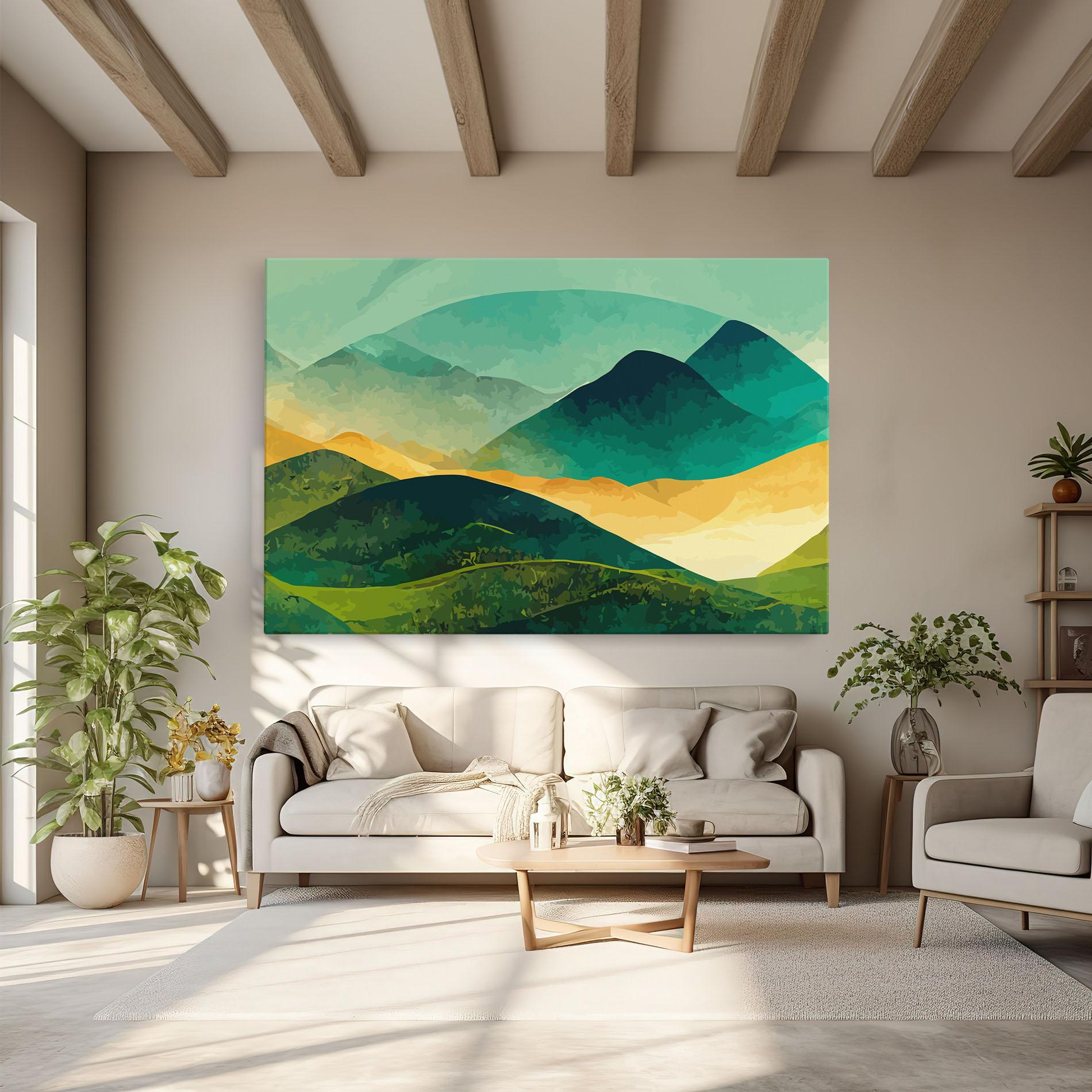 Obraz na Płótnie Green Art Mountain mockup 6