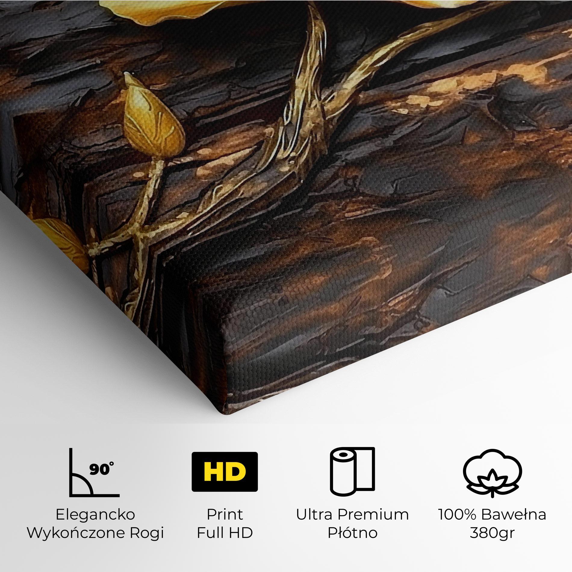 Obraz na Płótnie Golden Rose On Wood mockup 4