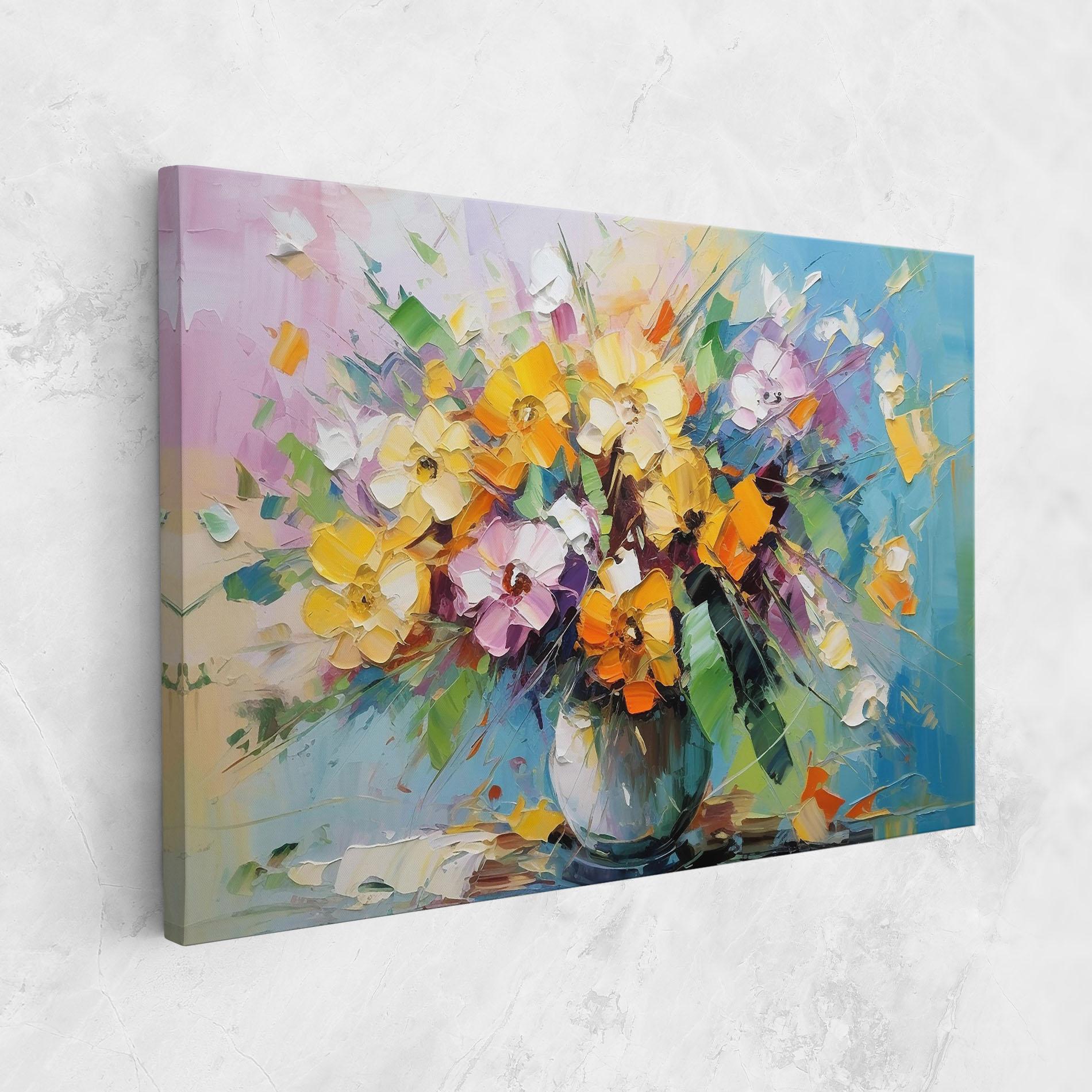 Obraz na Płótnie Colorfull Flowers Painting mockup 1
