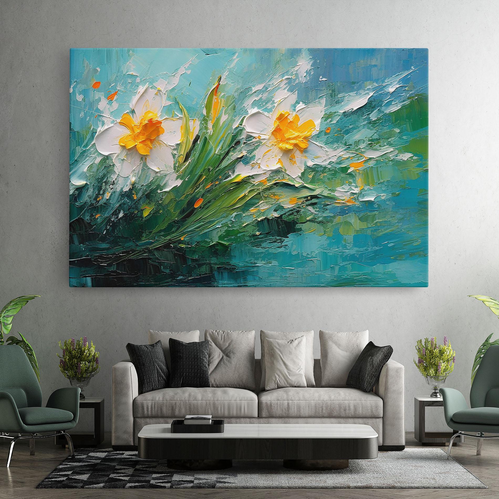Obraz na Płótnie Abstract Flower Painting mockup 7