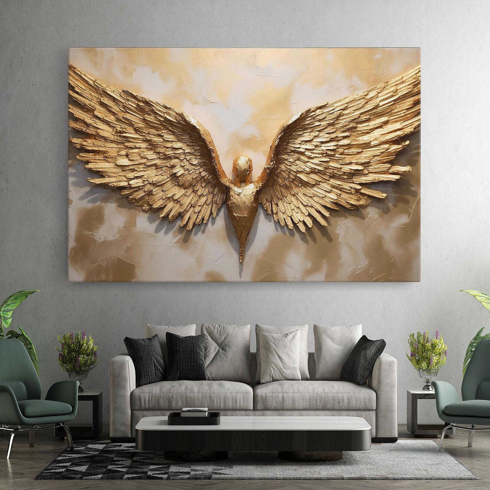 Obraz na Płótnie Beautiful Gold Wings mockup 7