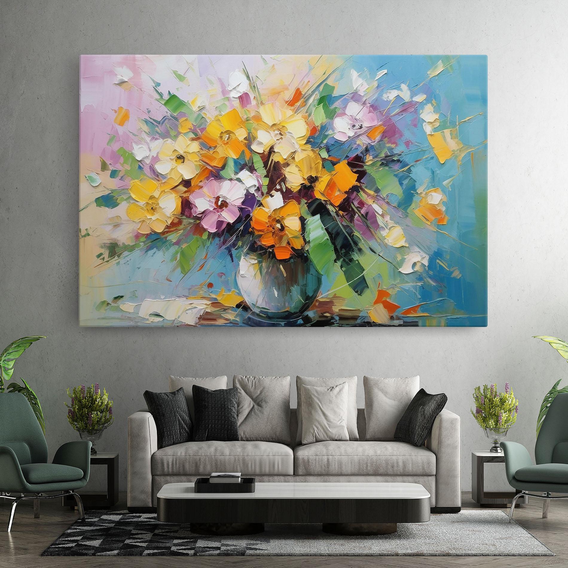 Obraz na Płótnie Colorfull Flowers Painting mockup 7