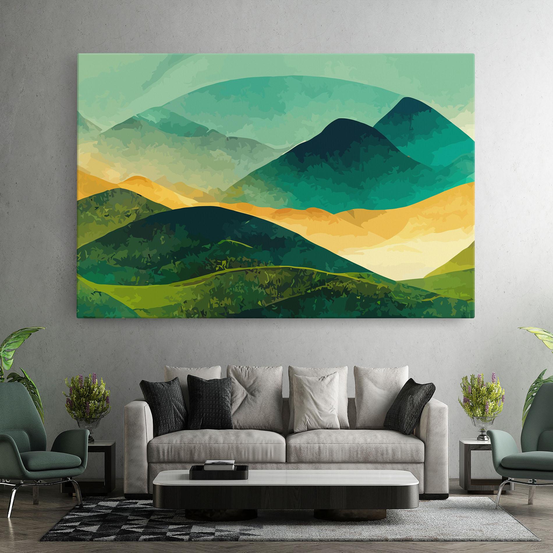 Obraz na Płótnie Green Art Mountain mockup 7