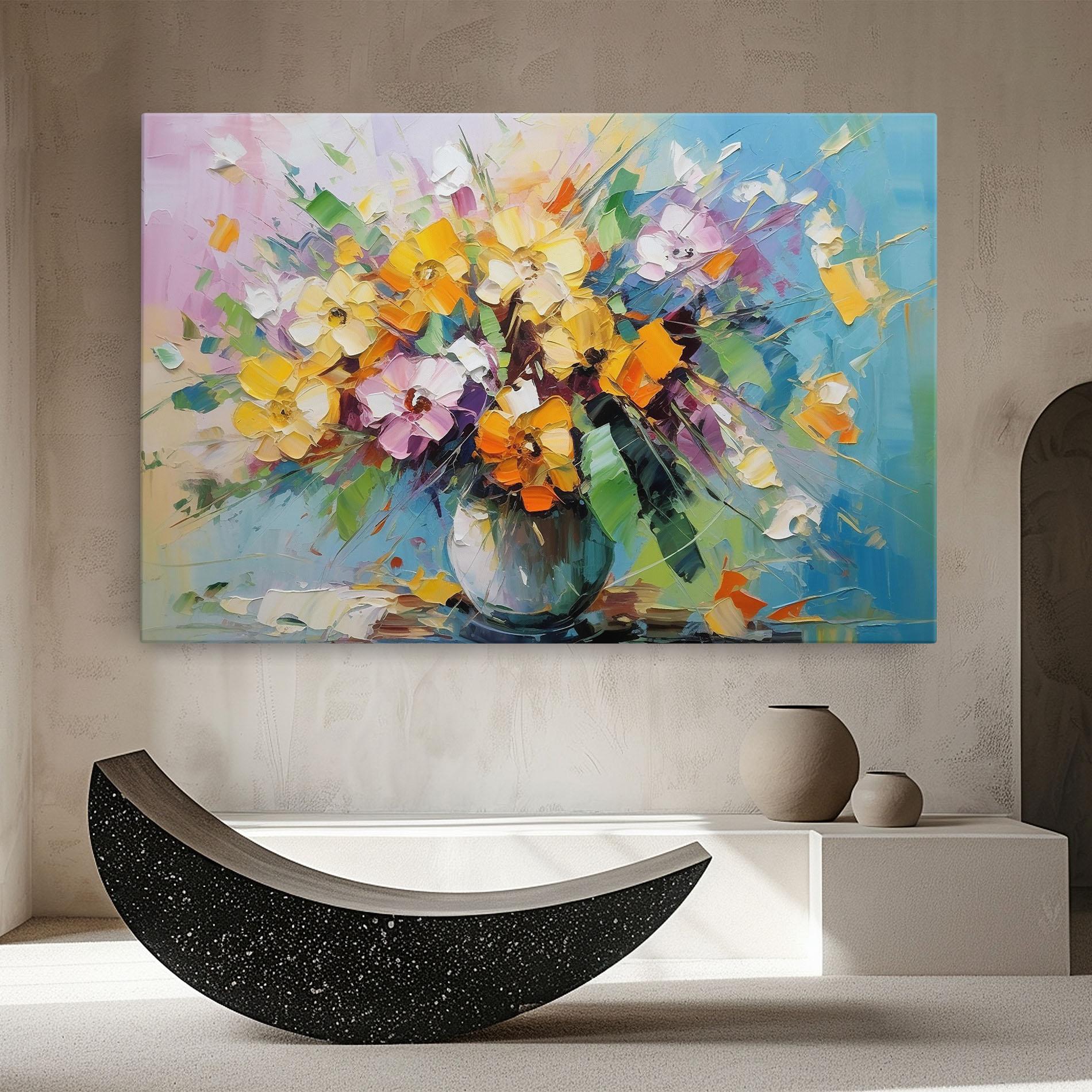 Obraz na Płótnie Colorfull Flowers Painting mockup 8