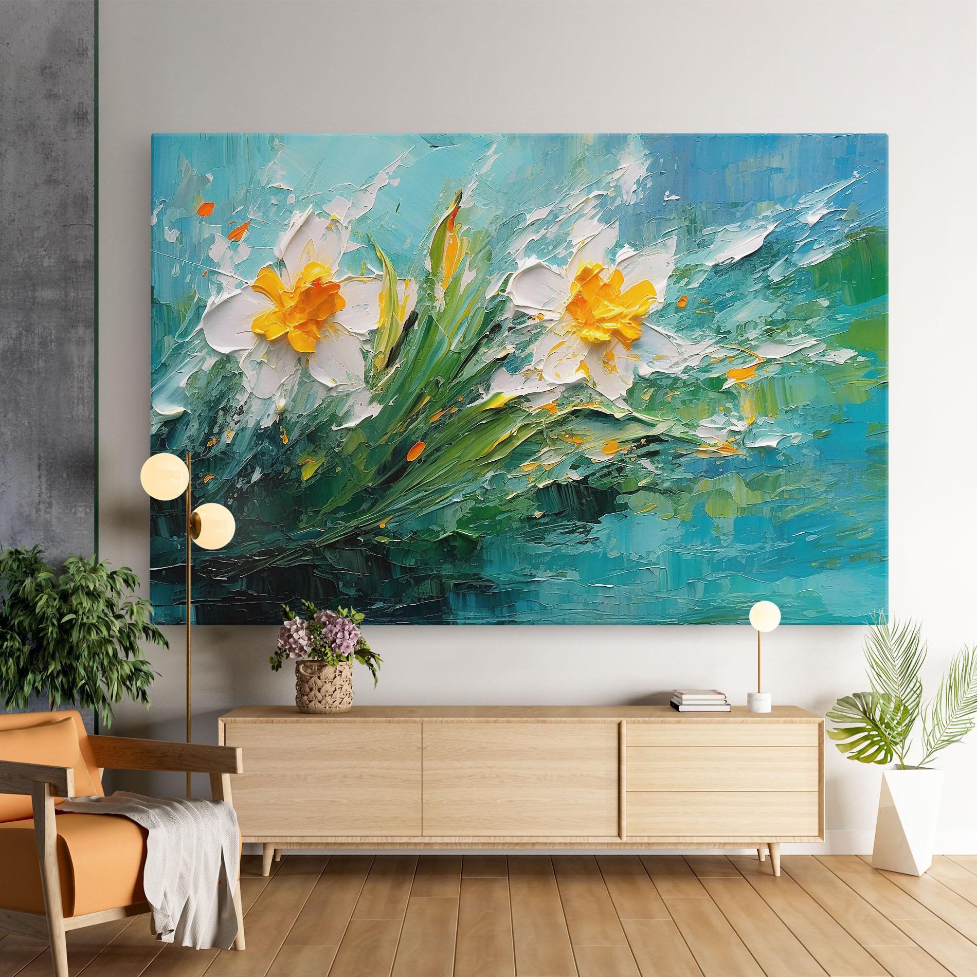 Obraz na Płótnie Abstract Flower Painting mockup 9