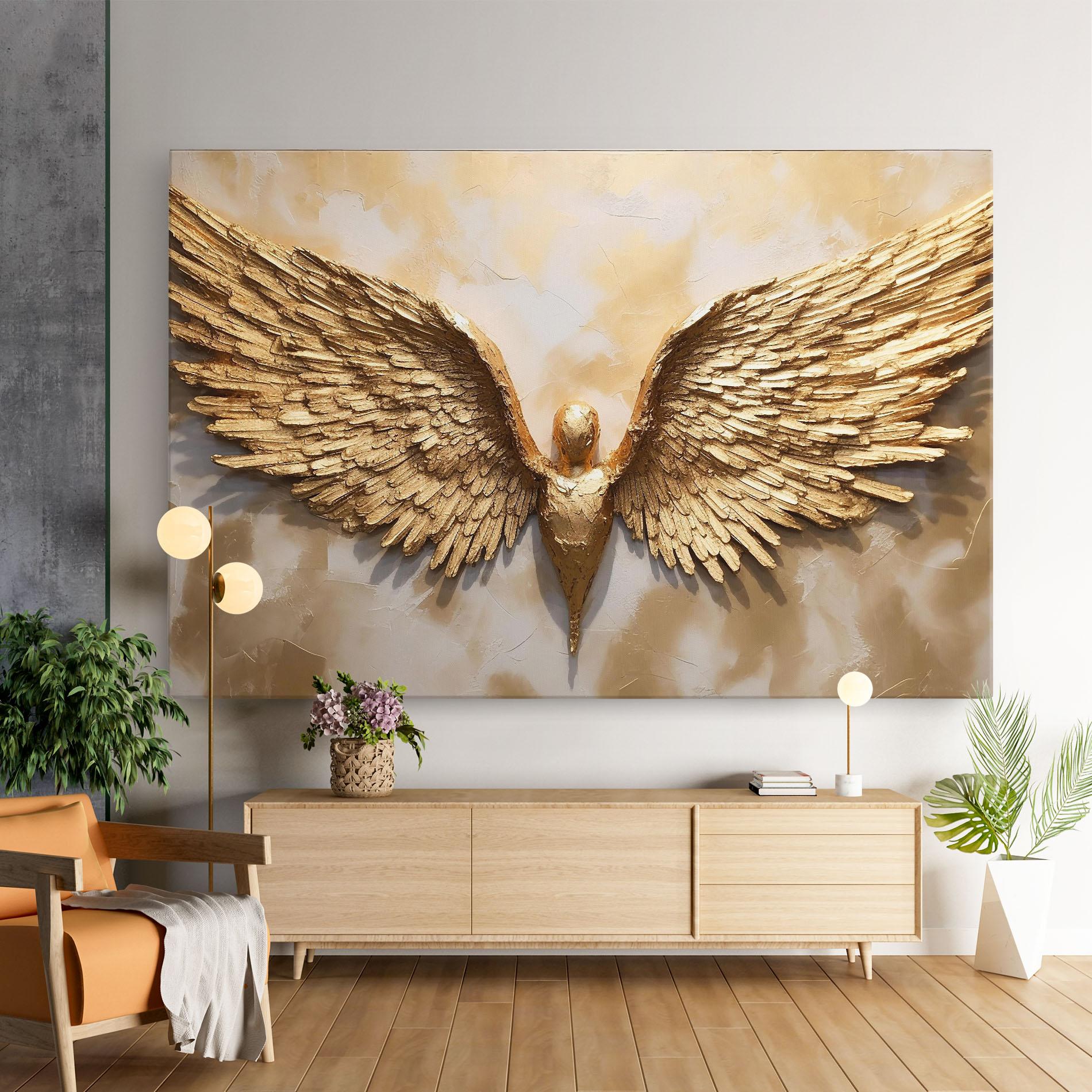 Obraz na Płótnie Beautiful Gold Wings mockup 9