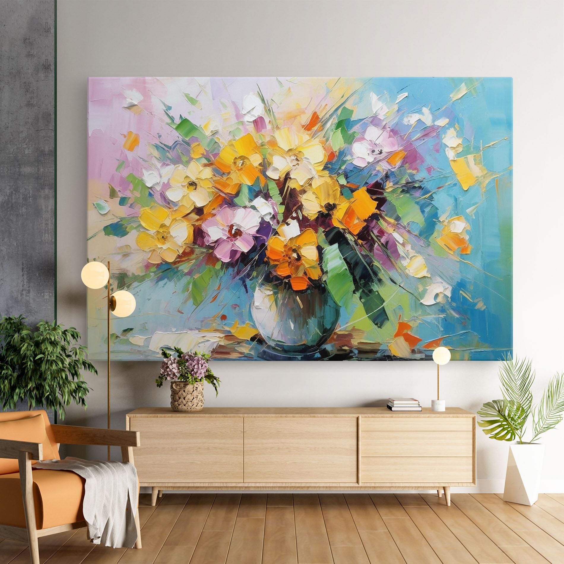 Obraz na Płótnie Colorfull Flowers Painting mockup 9