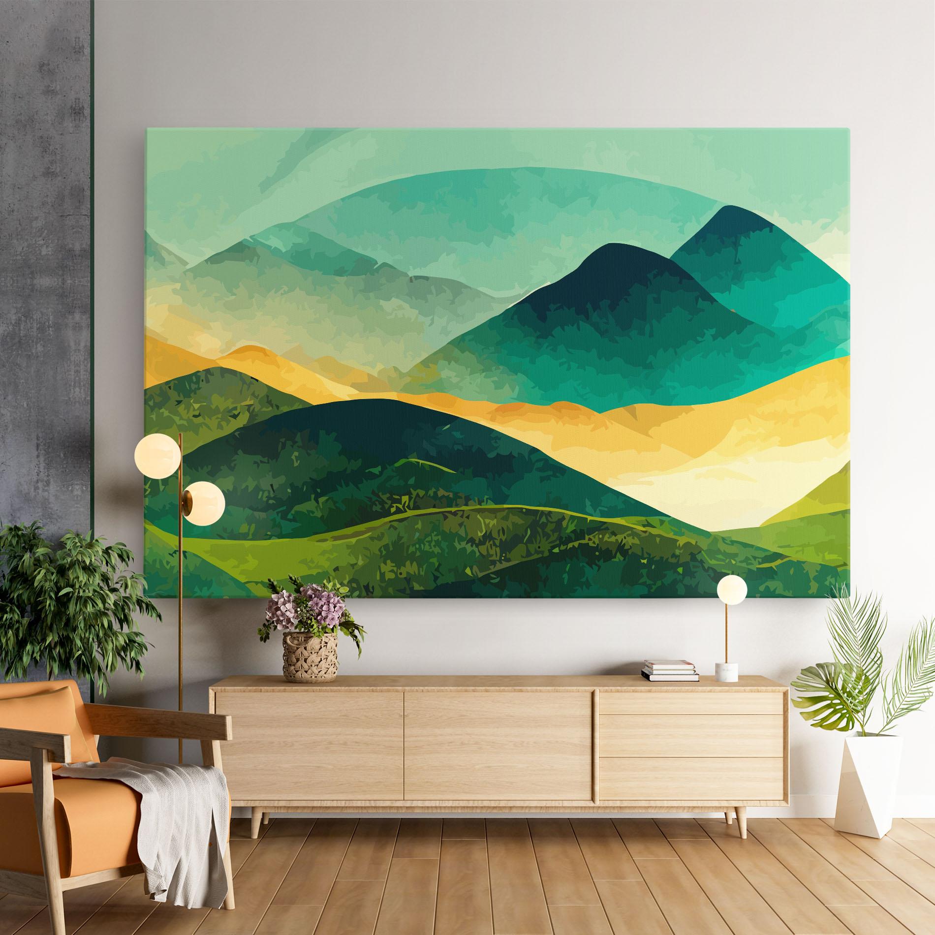 Obraz na Płótnie Green Art Mountain mockup 9