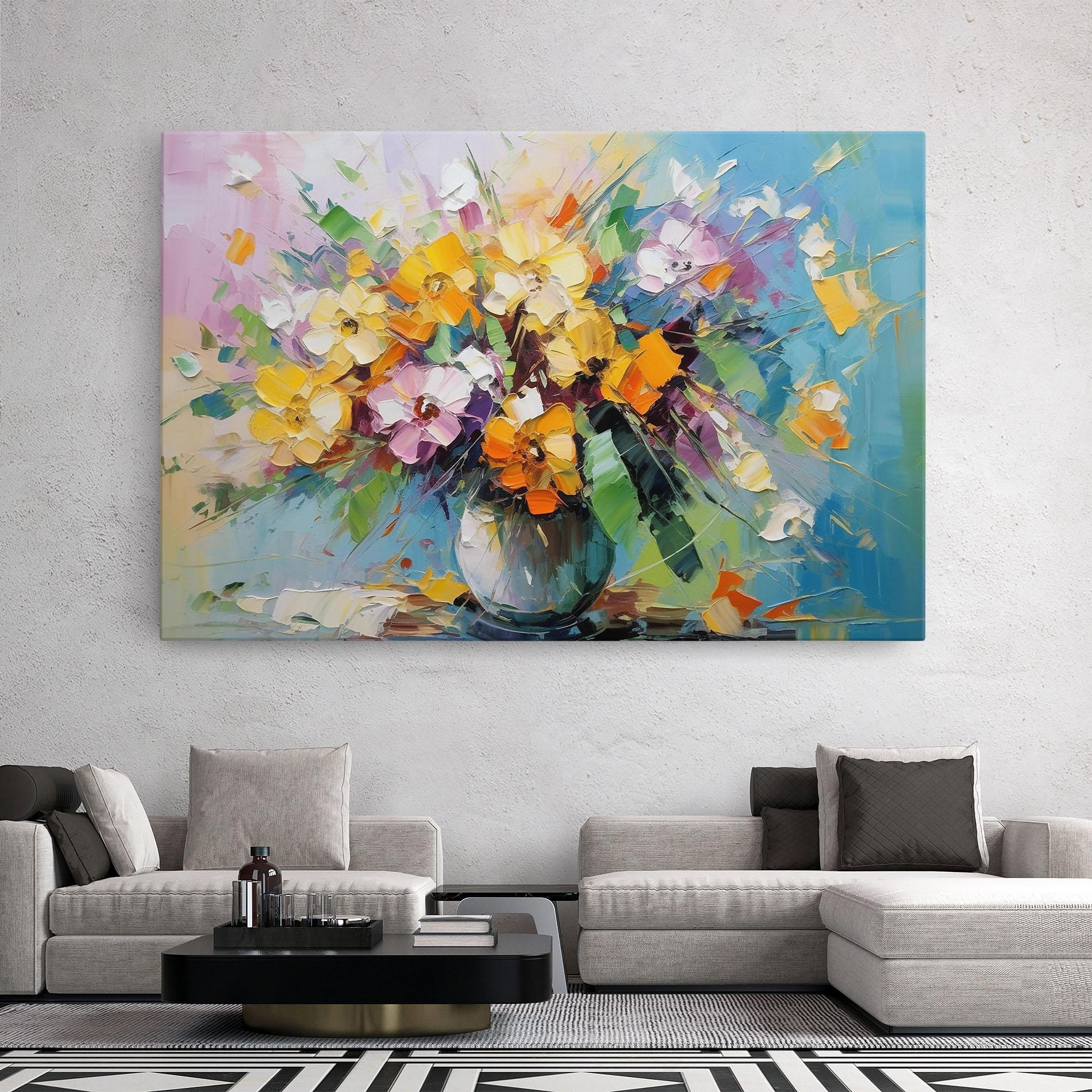 Obraz na Płótnie Colorfull Flowers Painting mockup 2