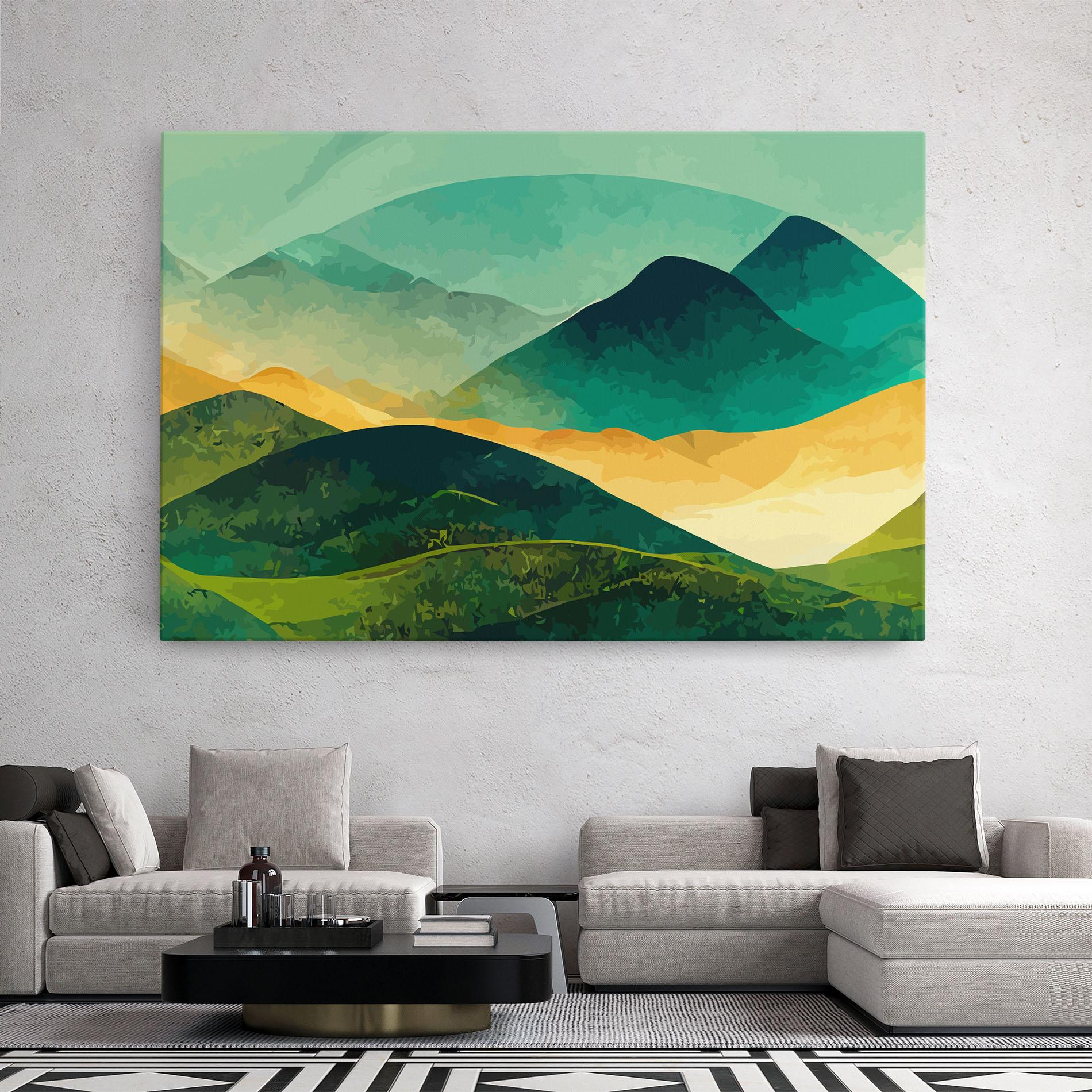 Obraz na Płótnie Green Art Mountain mockup 2