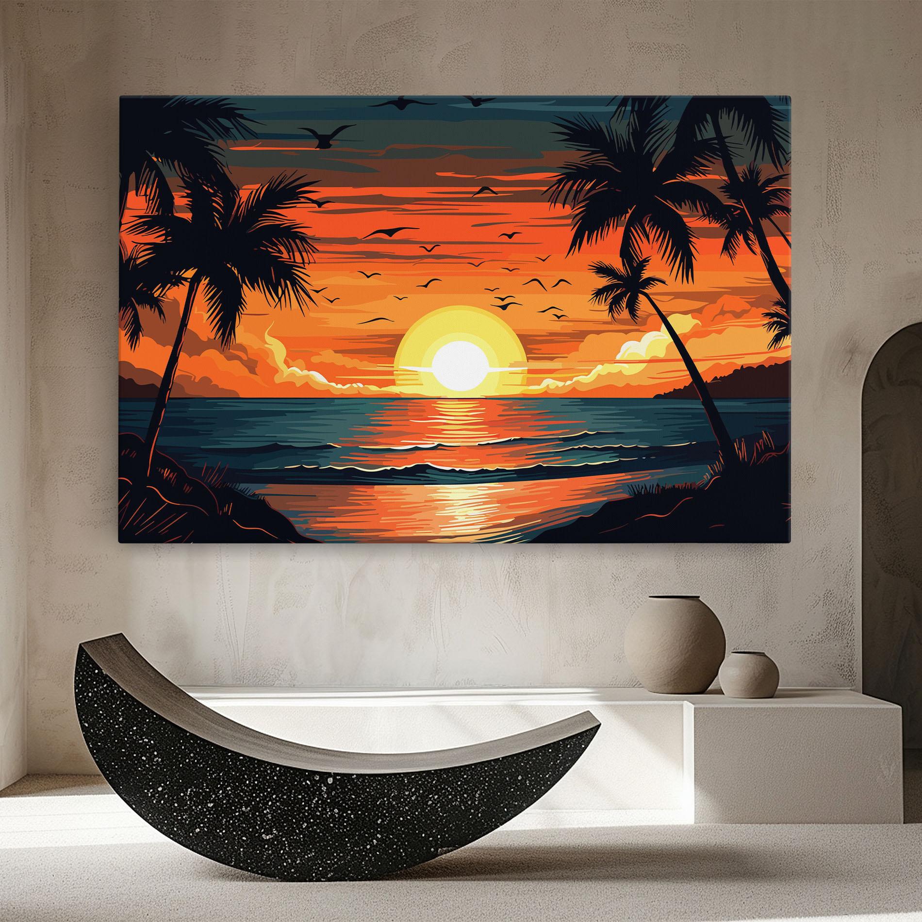 Obraz na Płótnie Amazing Sunset View mockup 8