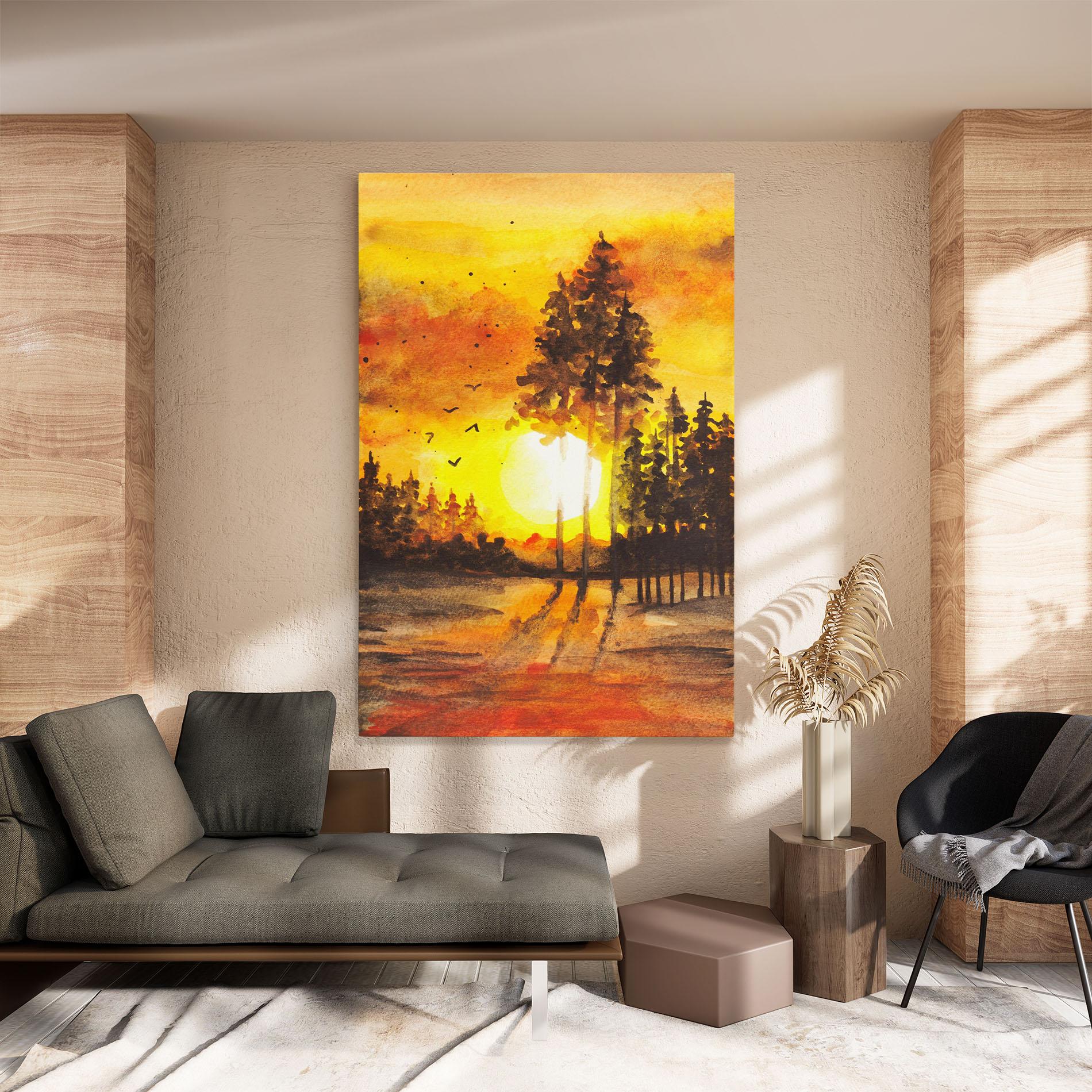 Obraz na Płótnie Watercolor Sunset Painting mockup 8