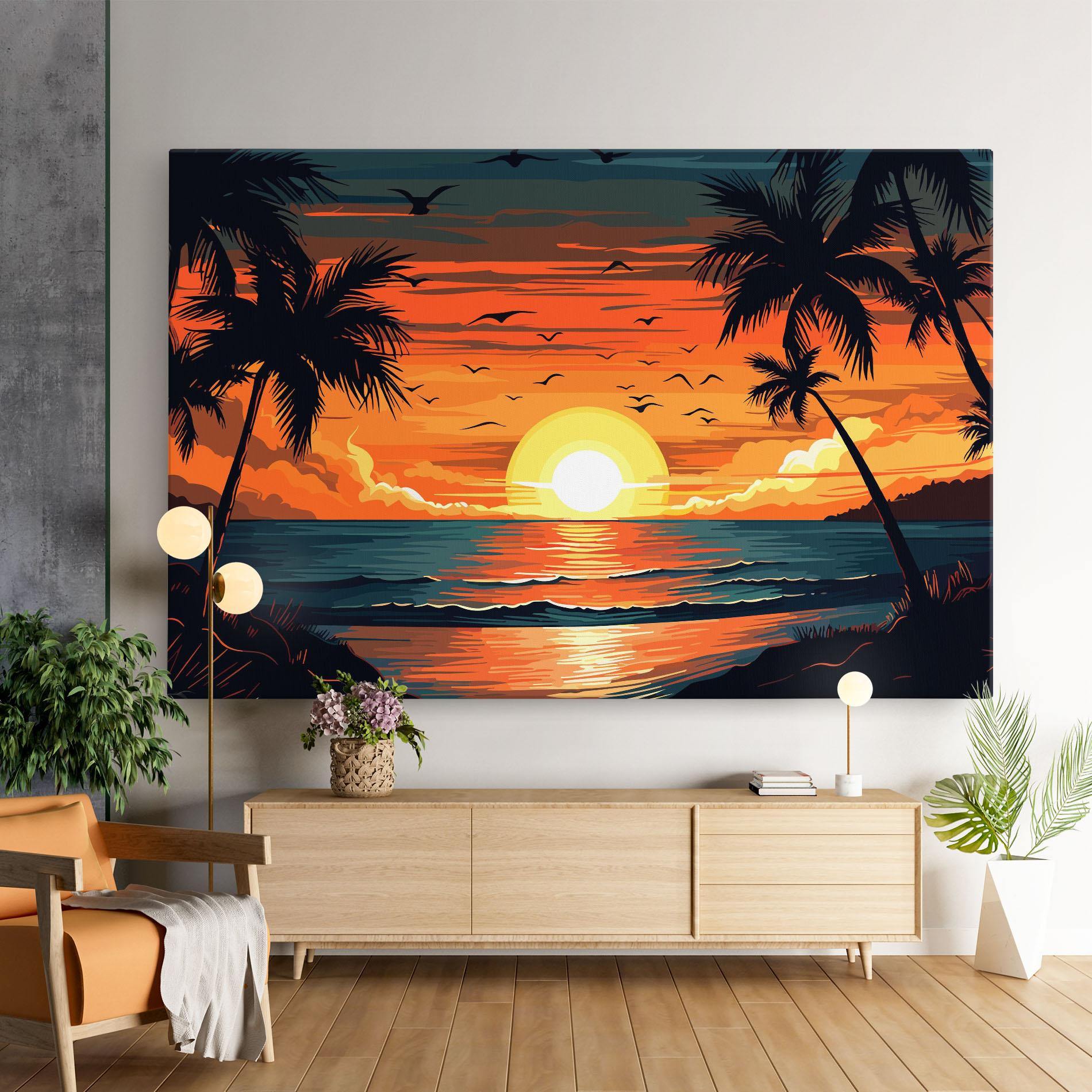 Obraz na Płótnie Amazing Sunset View mockup 9