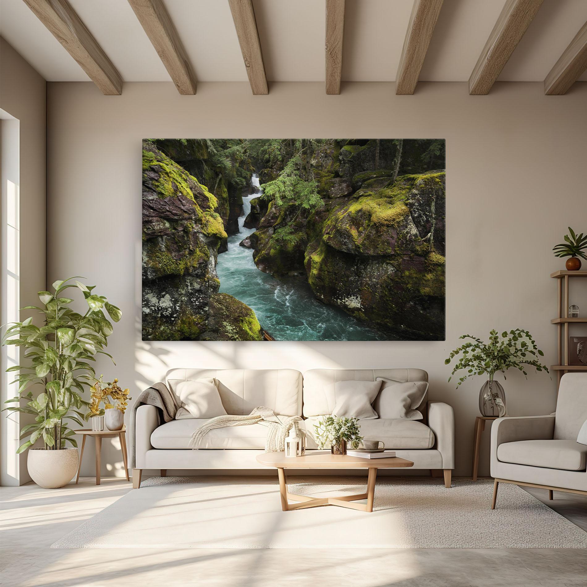 Obraz na Płótnie Blue Majestic Waterfall mockup 6