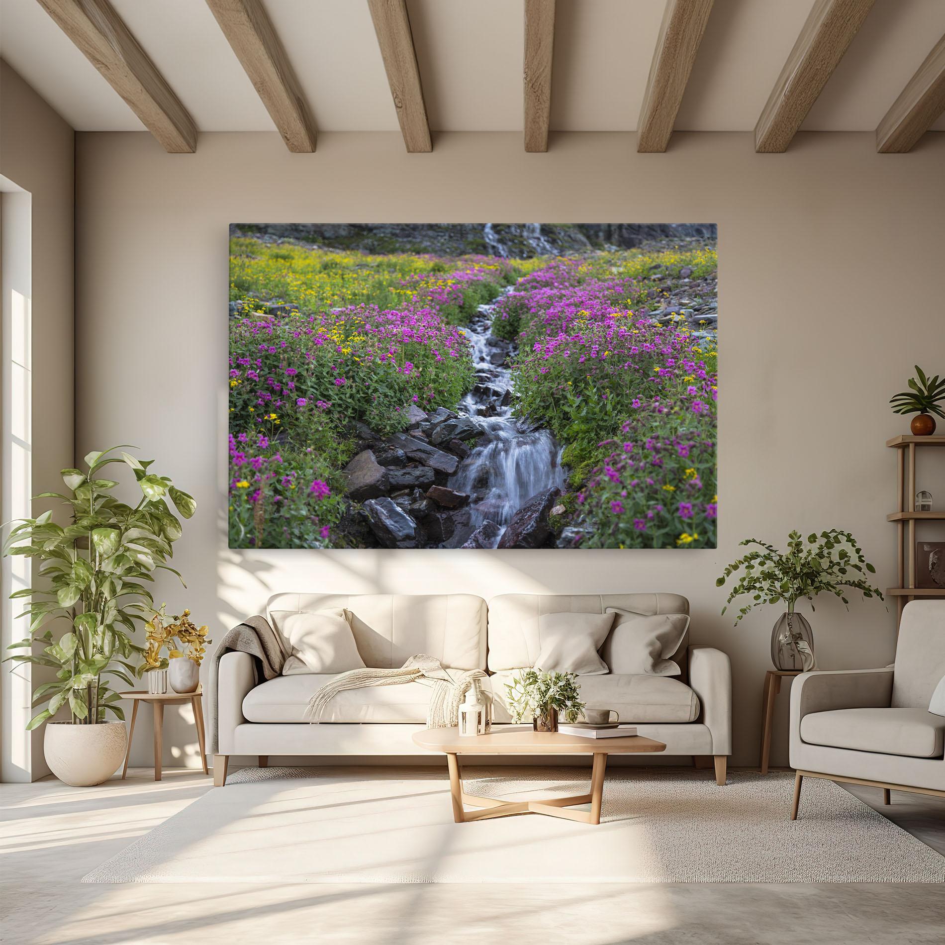 Obraz na Płótnie Purple Field Waterfall mockup 6