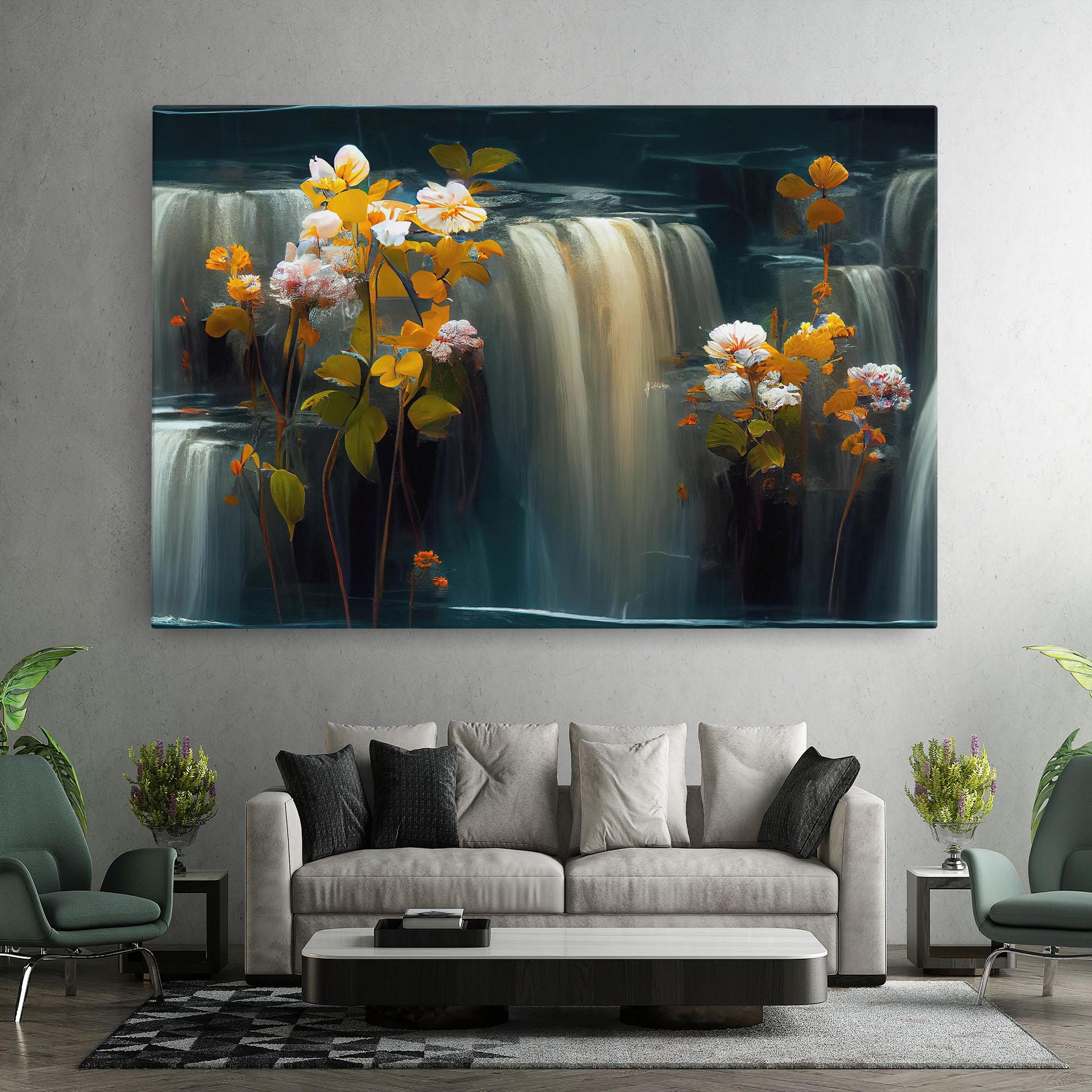 Obraz na Płótnie Flowers Waterfall mockup 7