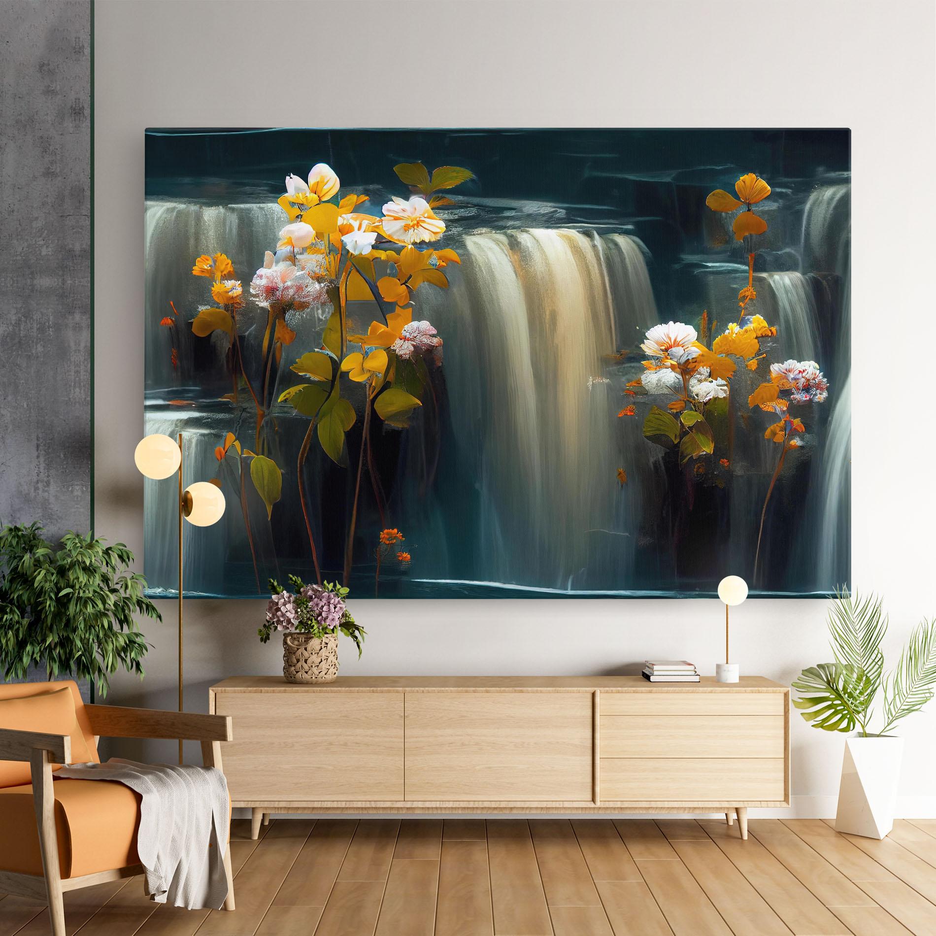 Obraz na Płótnie Flowers Waterfall mockup 9