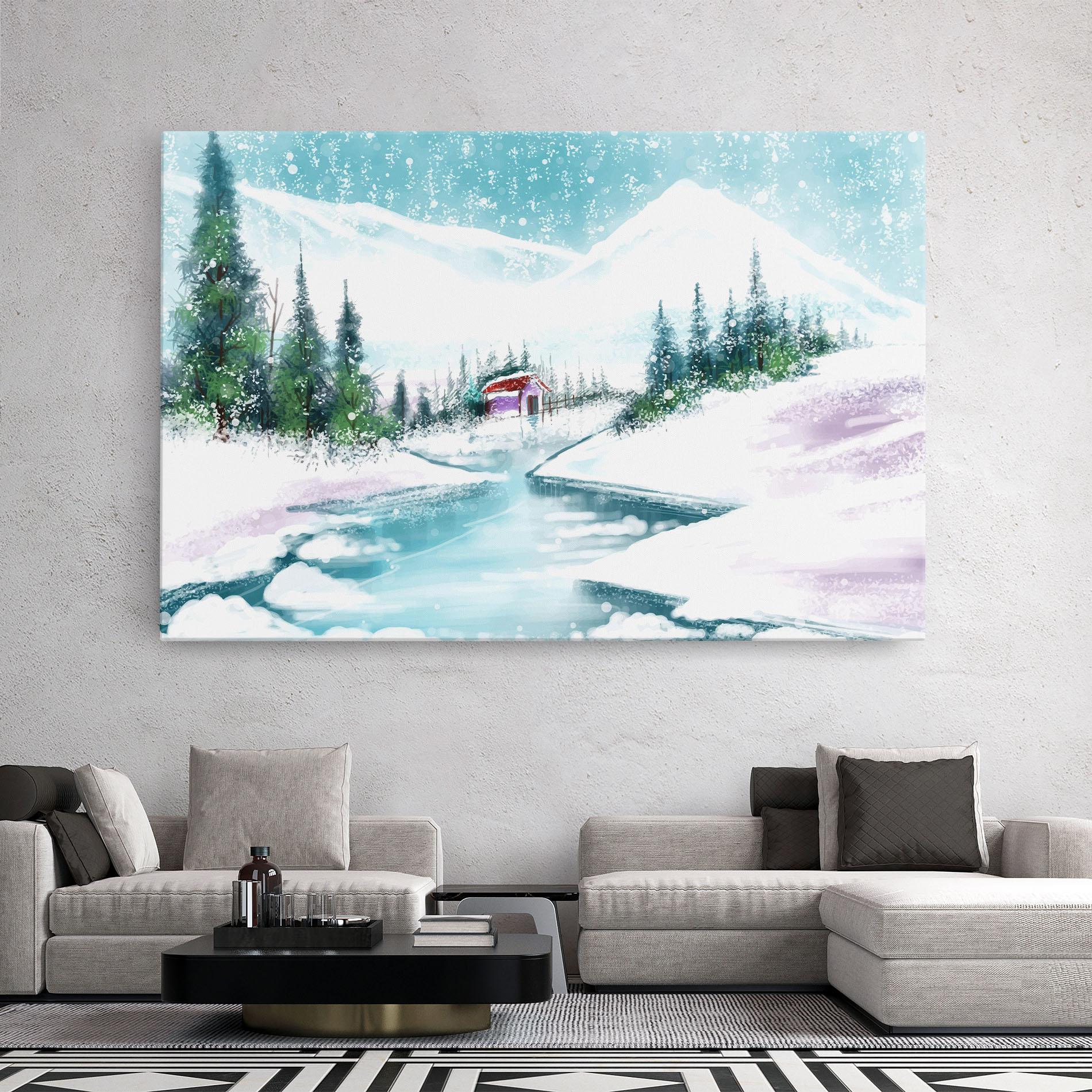 Obraz na Płótnie Purple House Winter mockup 2